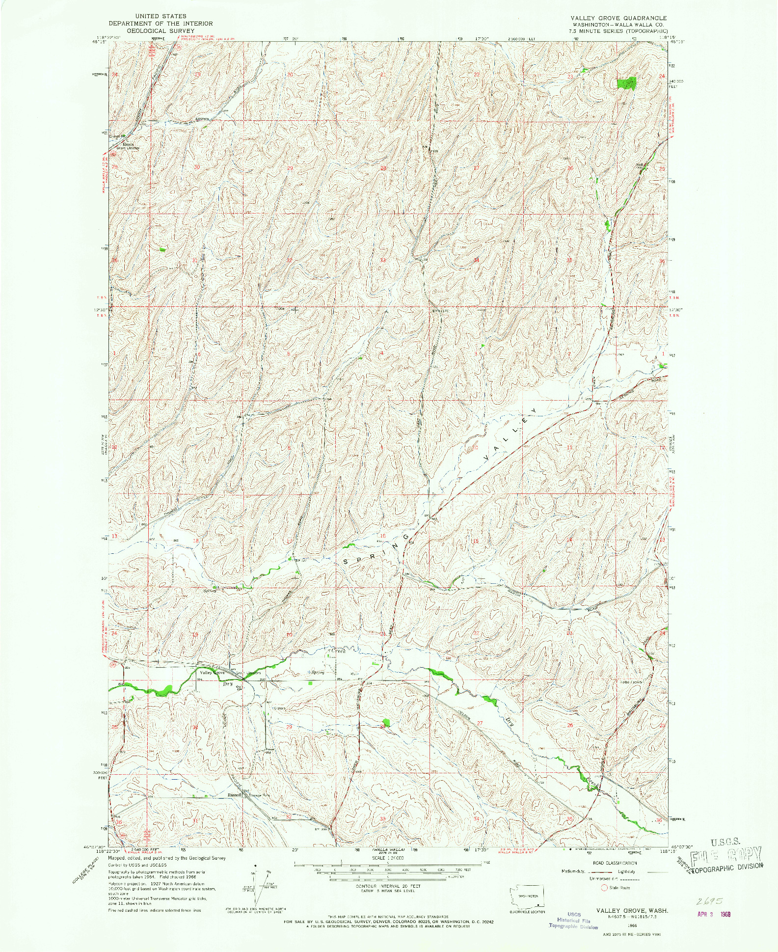 USGS 1:24000-SCALE QUADRANGLE FOR VALLEY GROVE, WA 1966