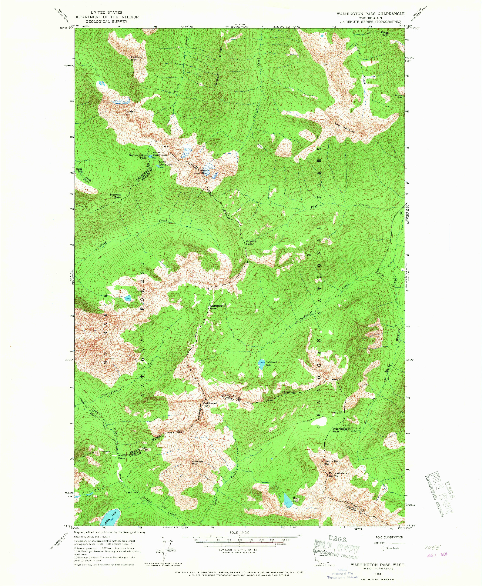 USGS 1:24000-SCALE QUADRANGLE FOR WASHINGTON PASS, WA 1963