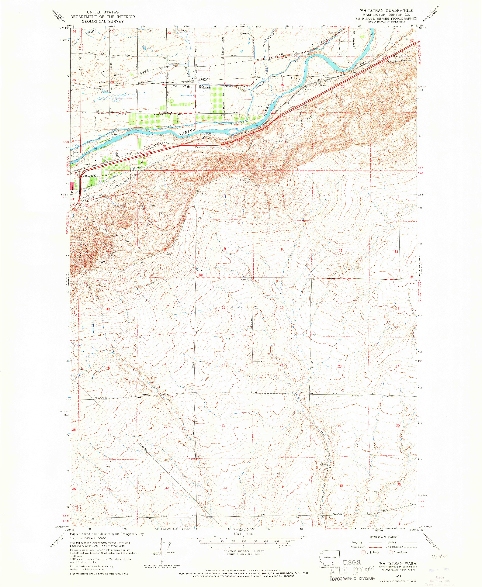 USGS 1:24000-SCALE QUADRANGLE FOR WHITSTRAN, WA 1965
