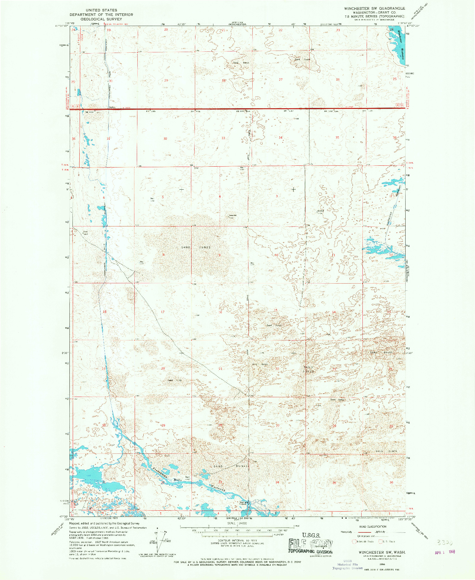 USGS 1:24000-SCALE QUADRANGLE FOR WINCHESTER SW, WA 1966