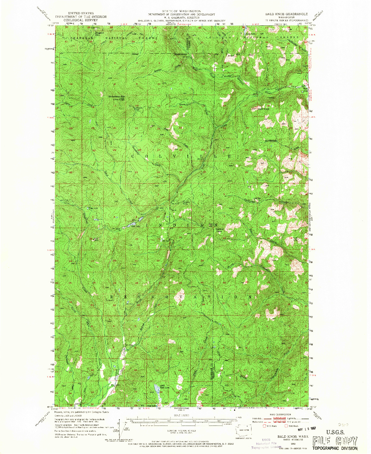USGS 1:62500-SCALE QUADRANGLE FOR BALD KNOB, WA 1953