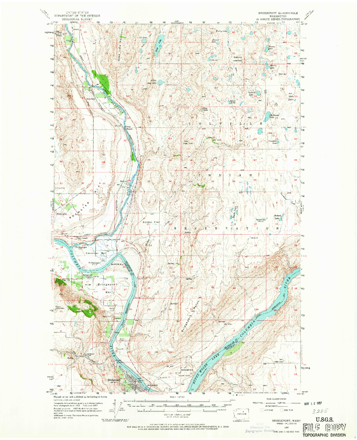 USGS 1:62500-SCALE QUADRANGLE FOR BRIDGEPORT, WA 1957