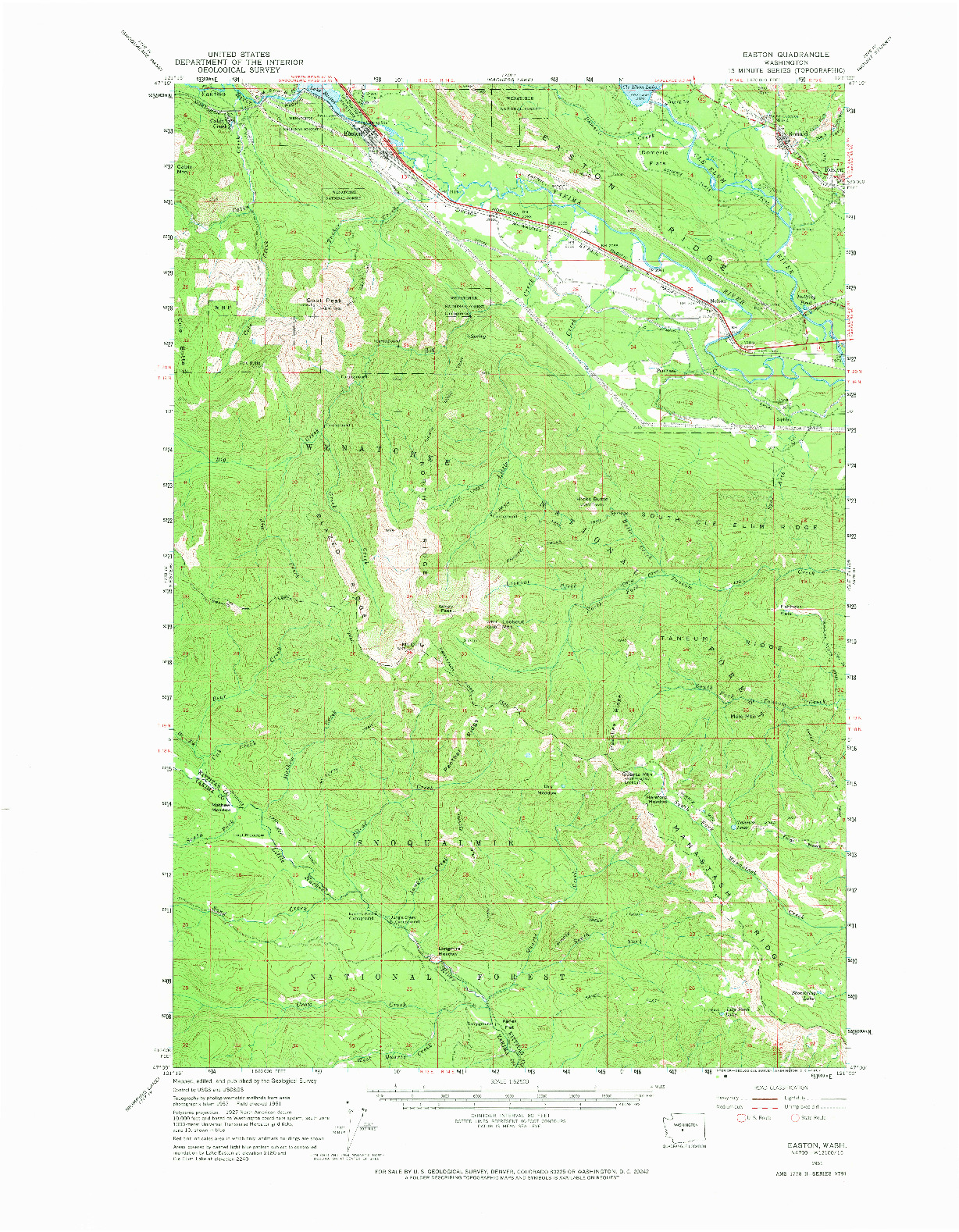 USGS 1:62500-SCALE QUADRANGLE FOR EASTON, WA 1961