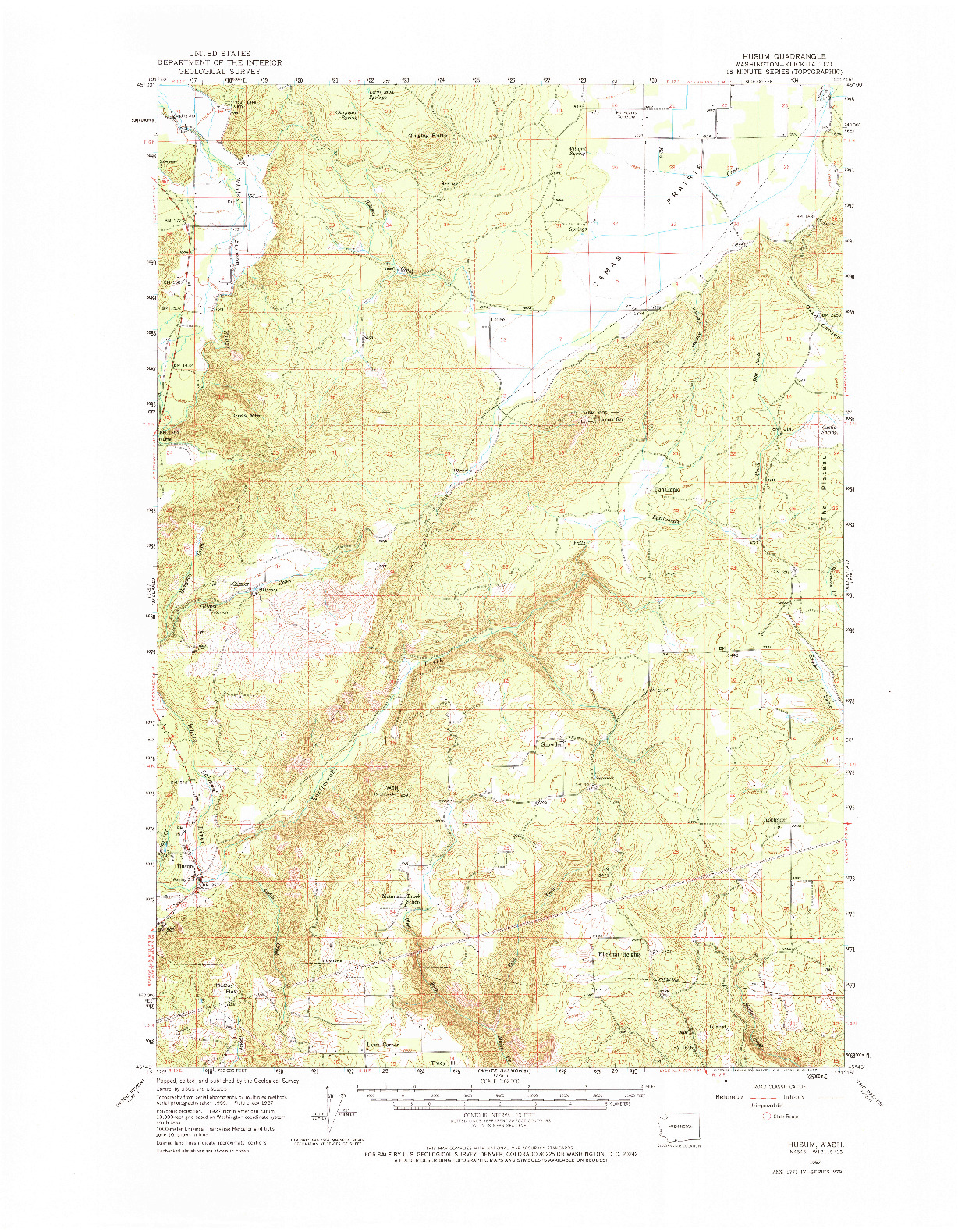 USGS 1:62500-SCALE QUADRANGLE FOR HUSUM, WA 1957