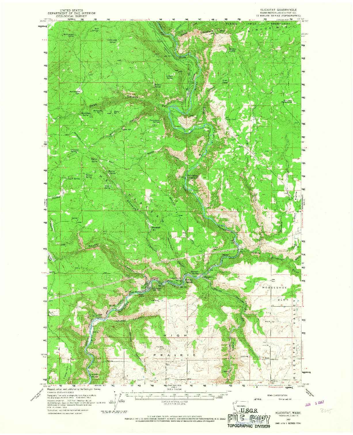 USGS 1:62500-SCALE QUADRANGLE FOR KLICKITAT, WA 1957