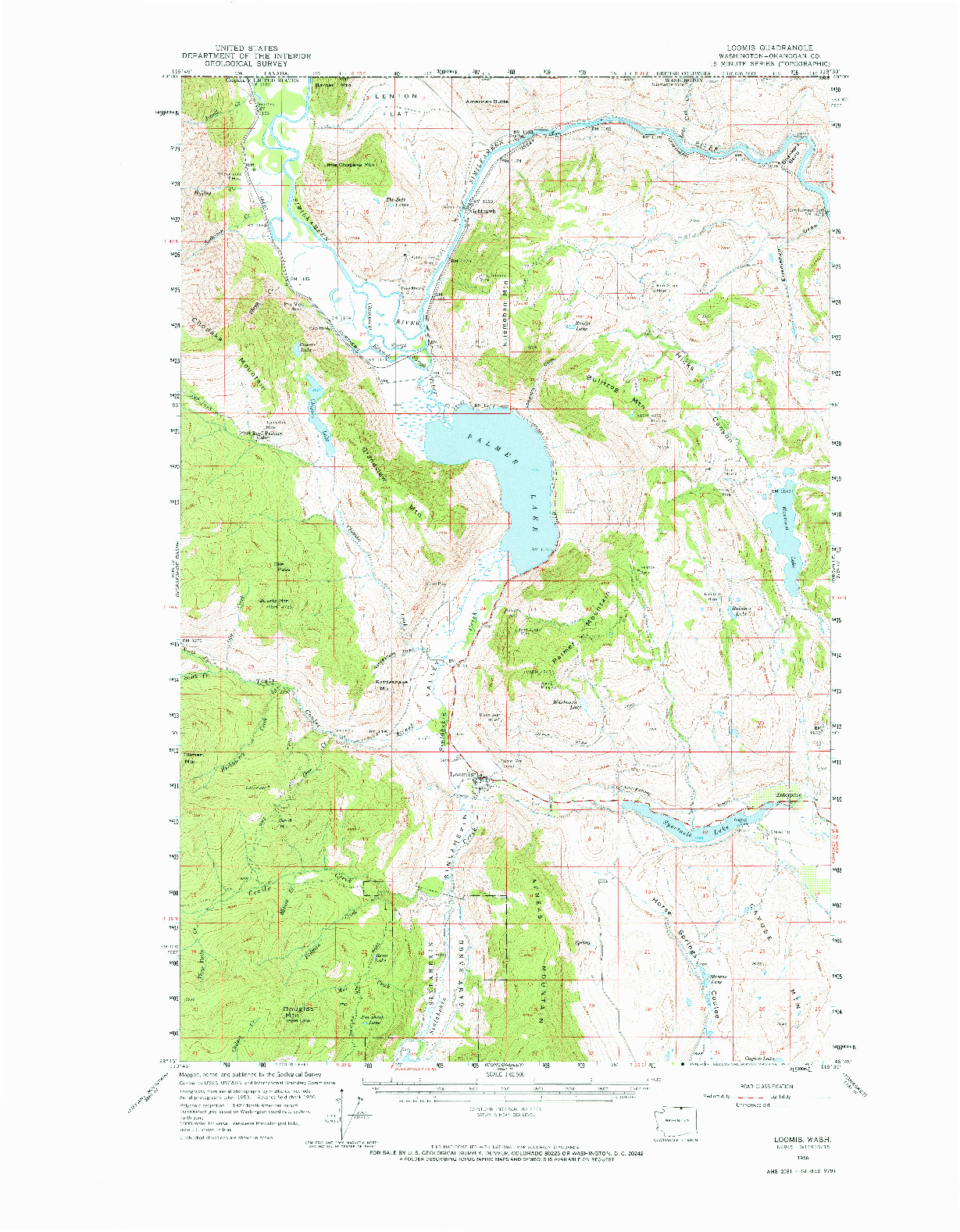 USGS 1:62500-SCALE QUADRANGLE FOR LOOMIS, WA 1956