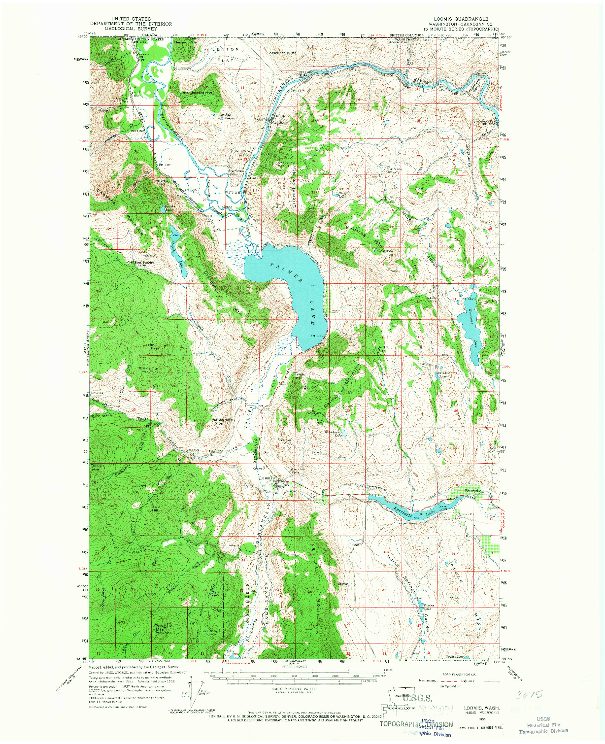 USGS 1:62500-SCALE QUADRANGLE FOR LOOMIS, WA 1956