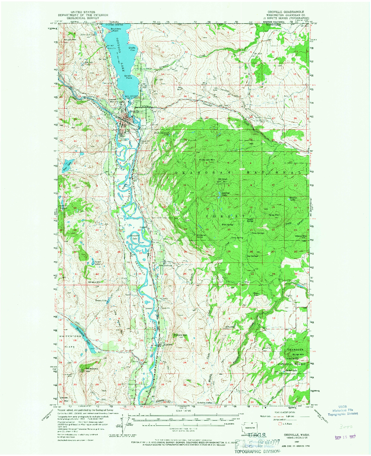 USGS 1:62500-SCALE QUADRANGLE FOR OROVILLE, WA 1957