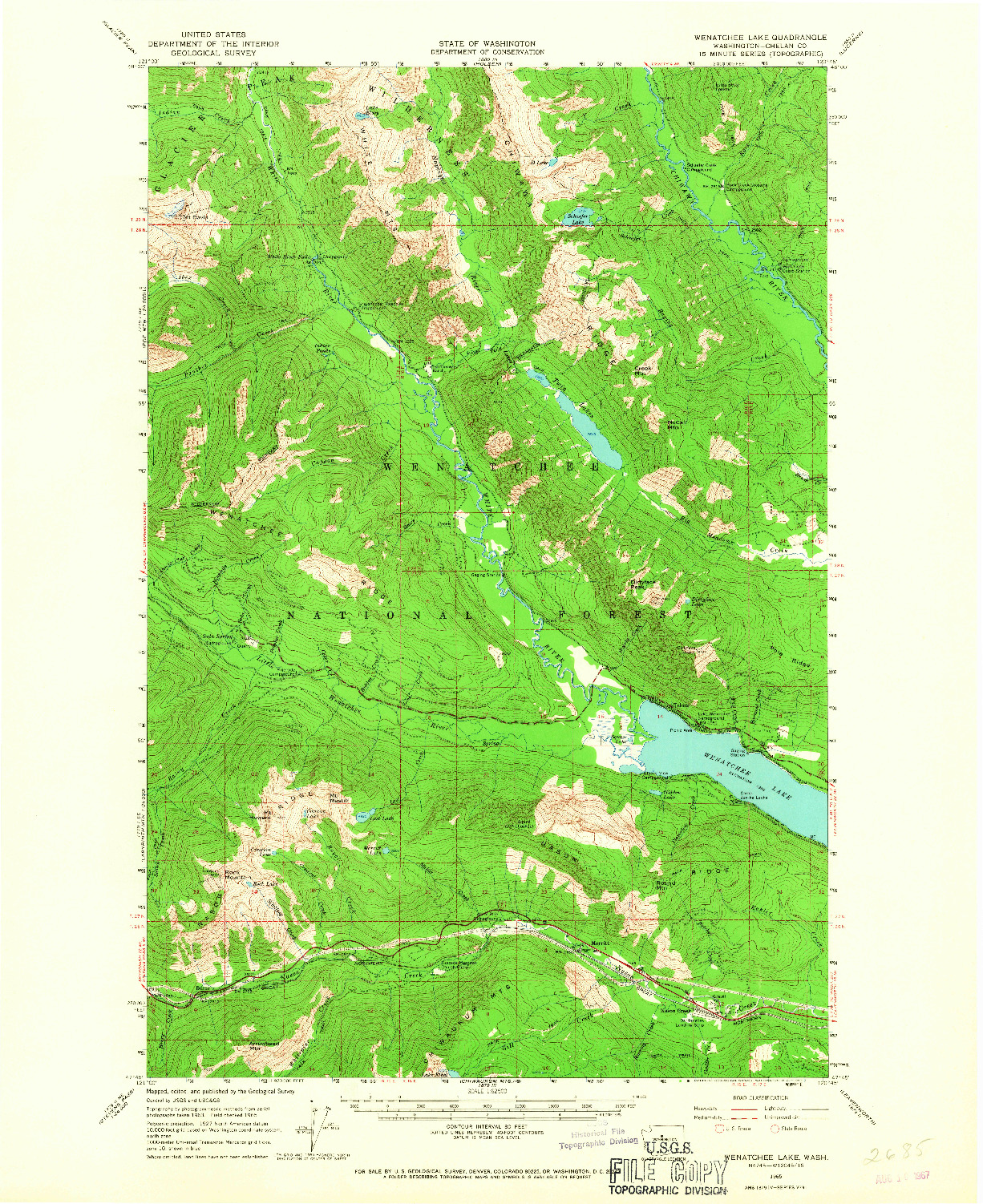 USGS 1:62500-SCALE QUADRANGLE FOR WENATCHEE LAKE, WA 1965