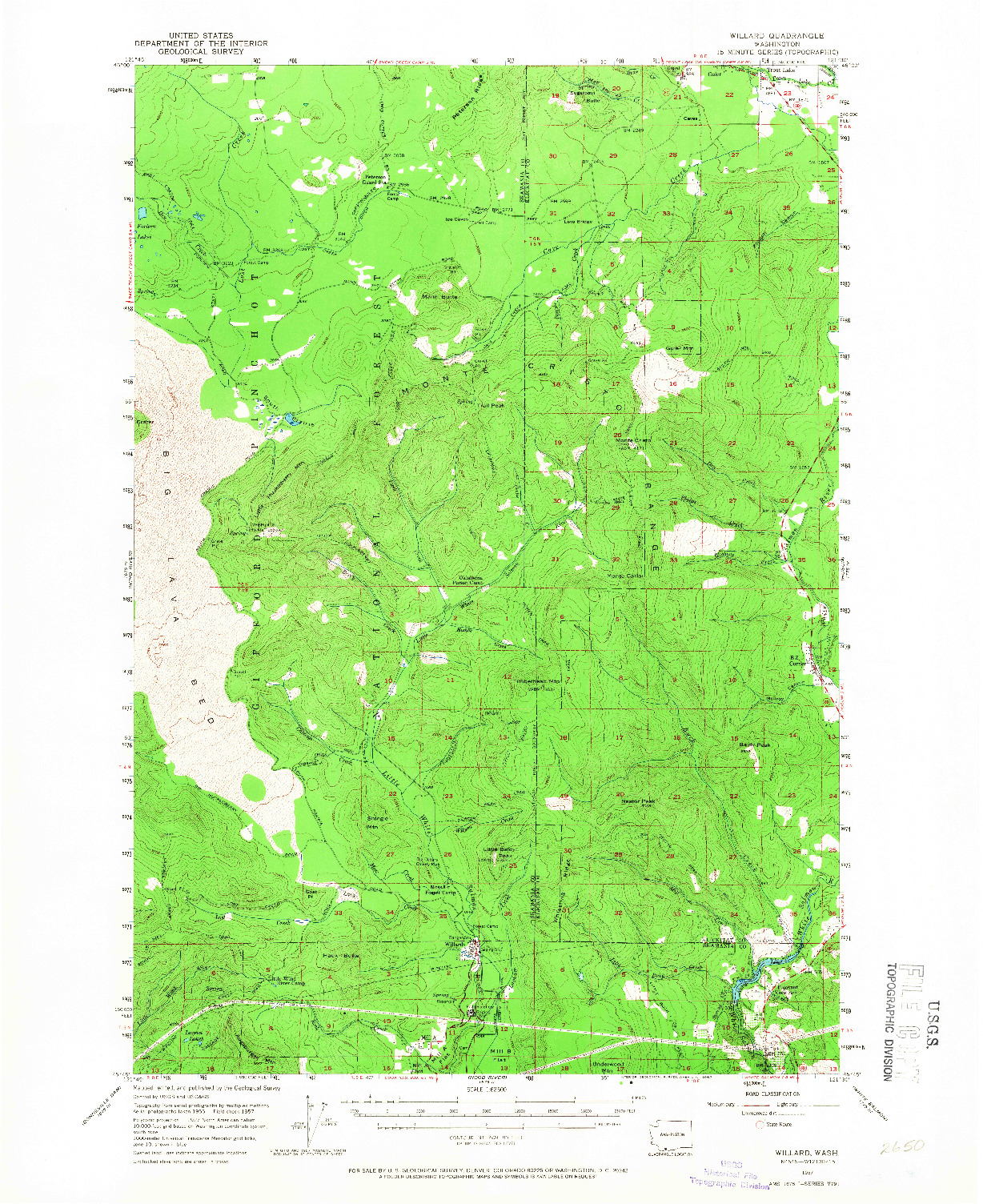 USGS 1:62500-SCALE QUADRANGLE FOR WILLARD, WA 1957