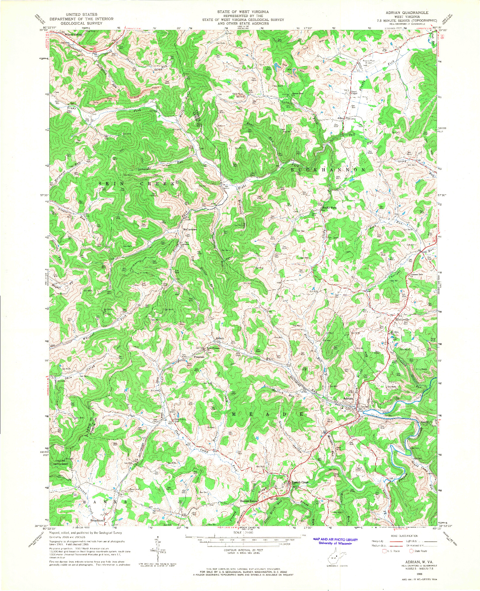 USGS 1:24000-SCALE QUADRANGLE FOR ADRIAN, WV 1966