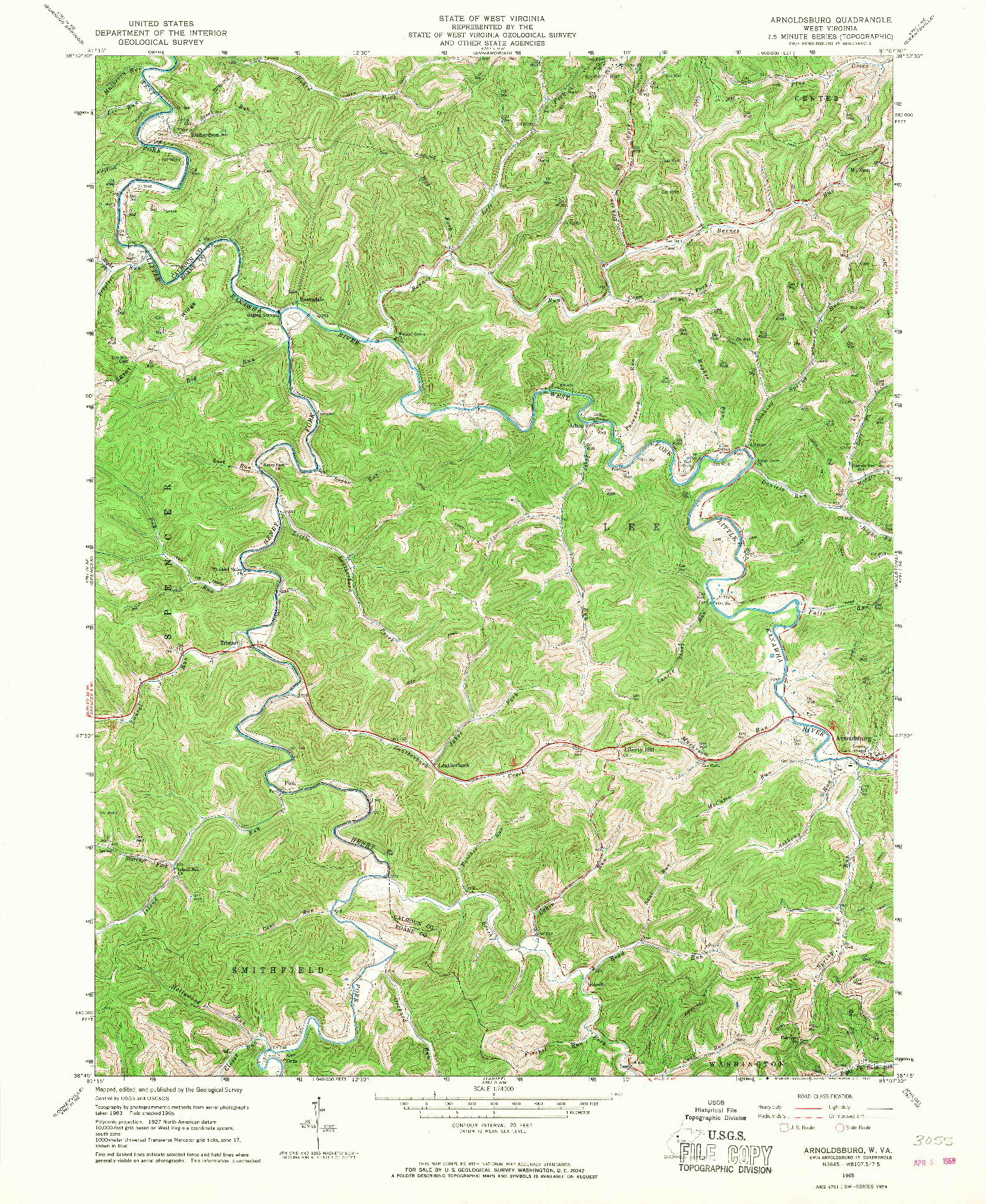 USGS 1:24000-SCALE QUADRANGLE FOR ARNOLDSBURG, WV 1965