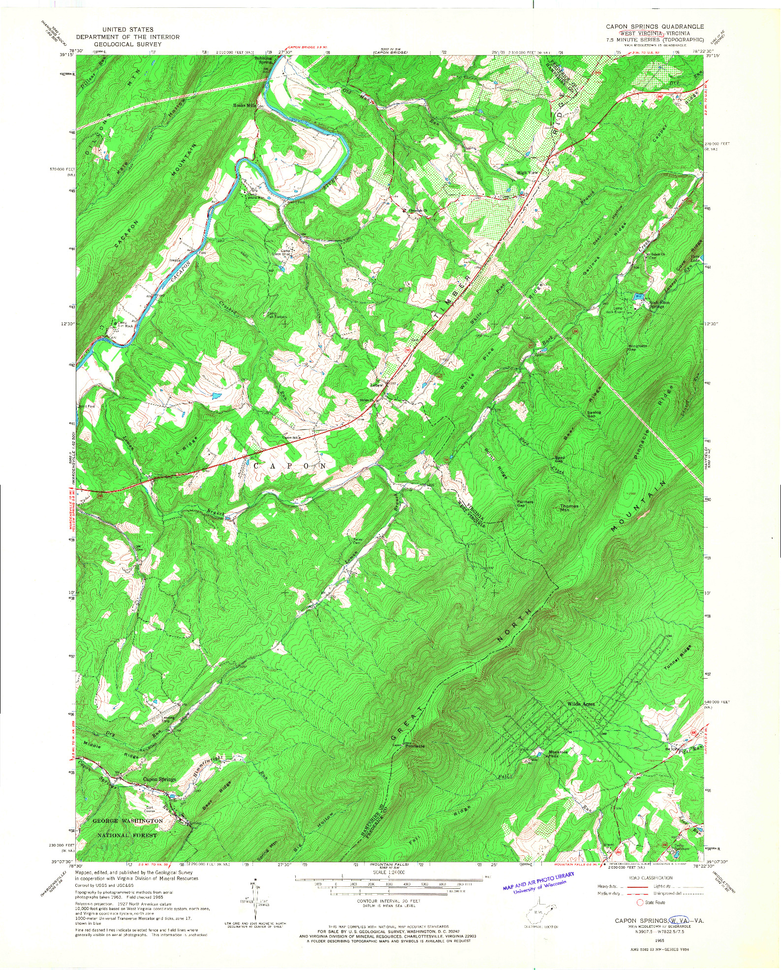 USGS 1:24000-SCALE QUADRANGLE FOR CAPON SPRINGS, WV 1965