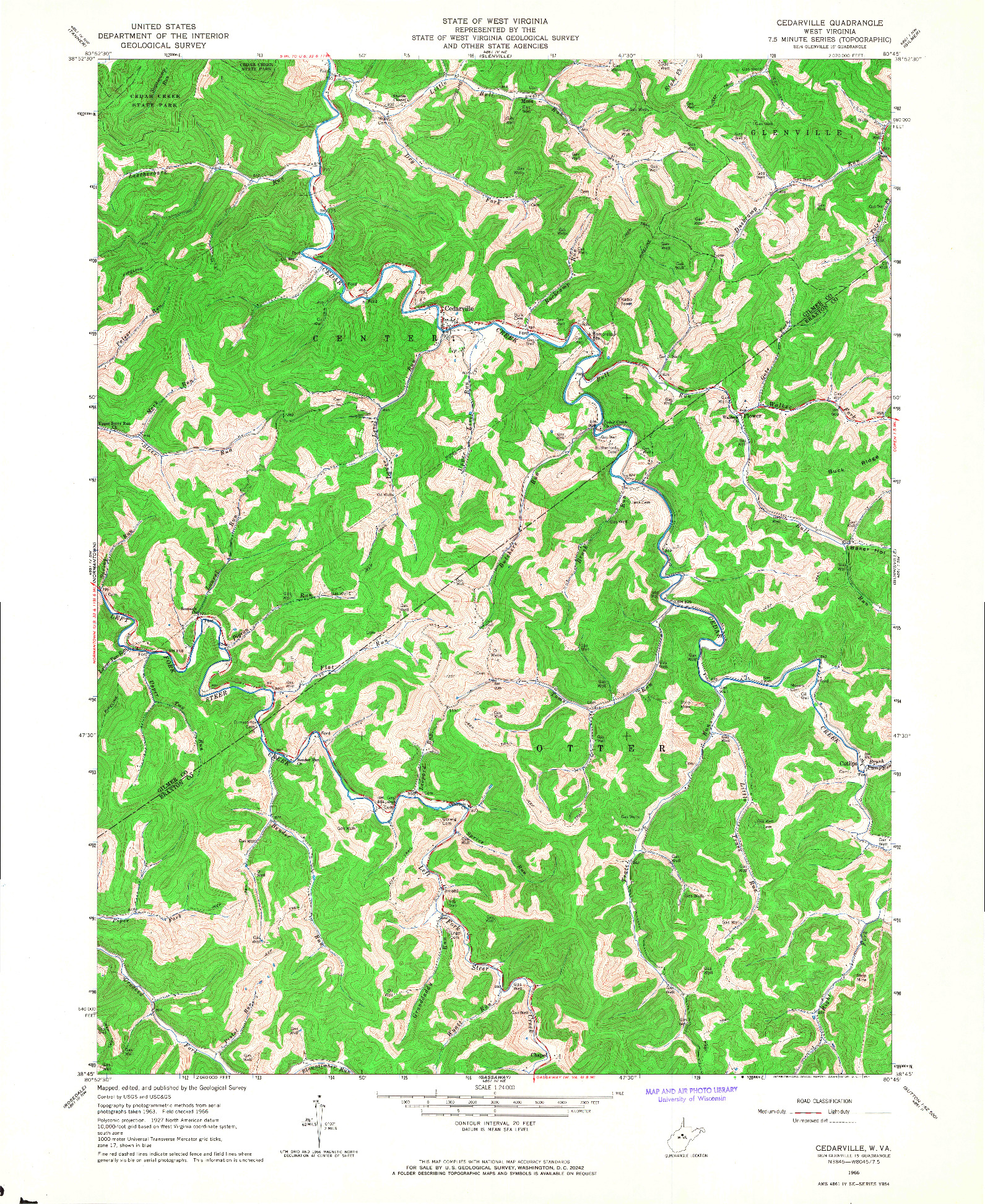 USGS 1:24000-SCALE QUADRANGLE FOR CEDARVILLE, WV 1966