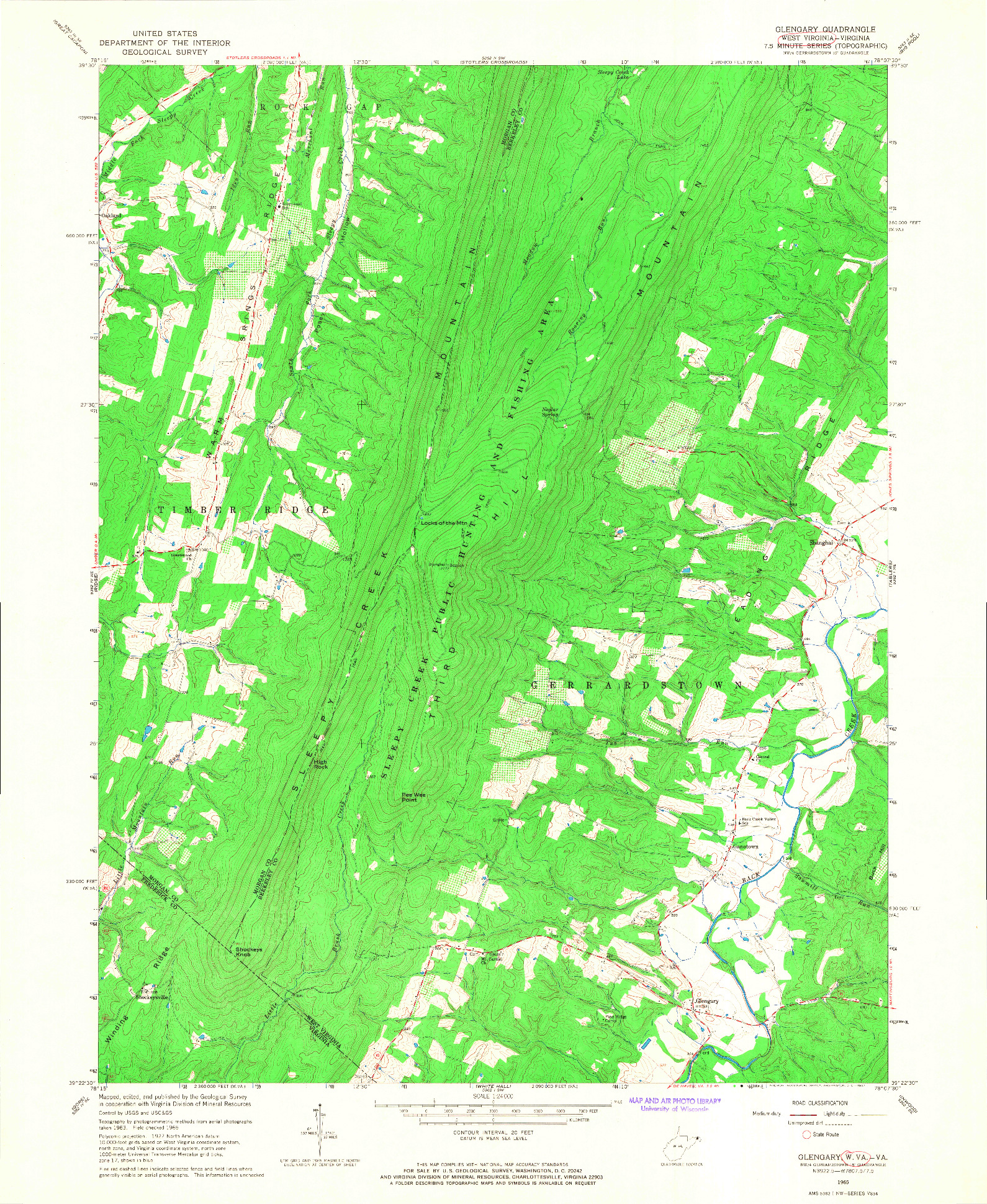 USGS 1:24000-SCALE QUADRANGLE FOR GLENGARY, WV 1965