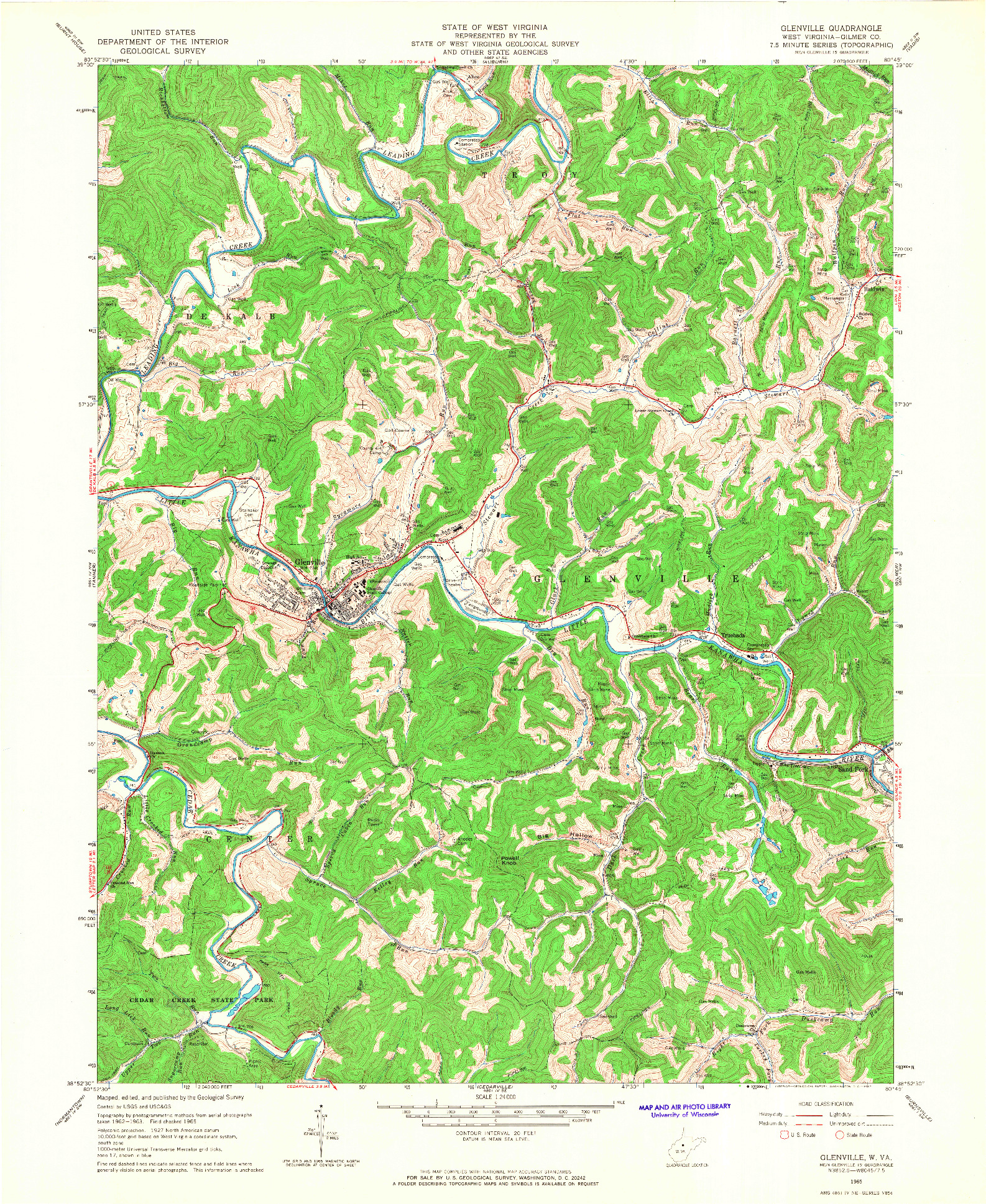 USGS 1:24000-SCALE QUADRANGLE FOR GLENVILLE, WV 1965