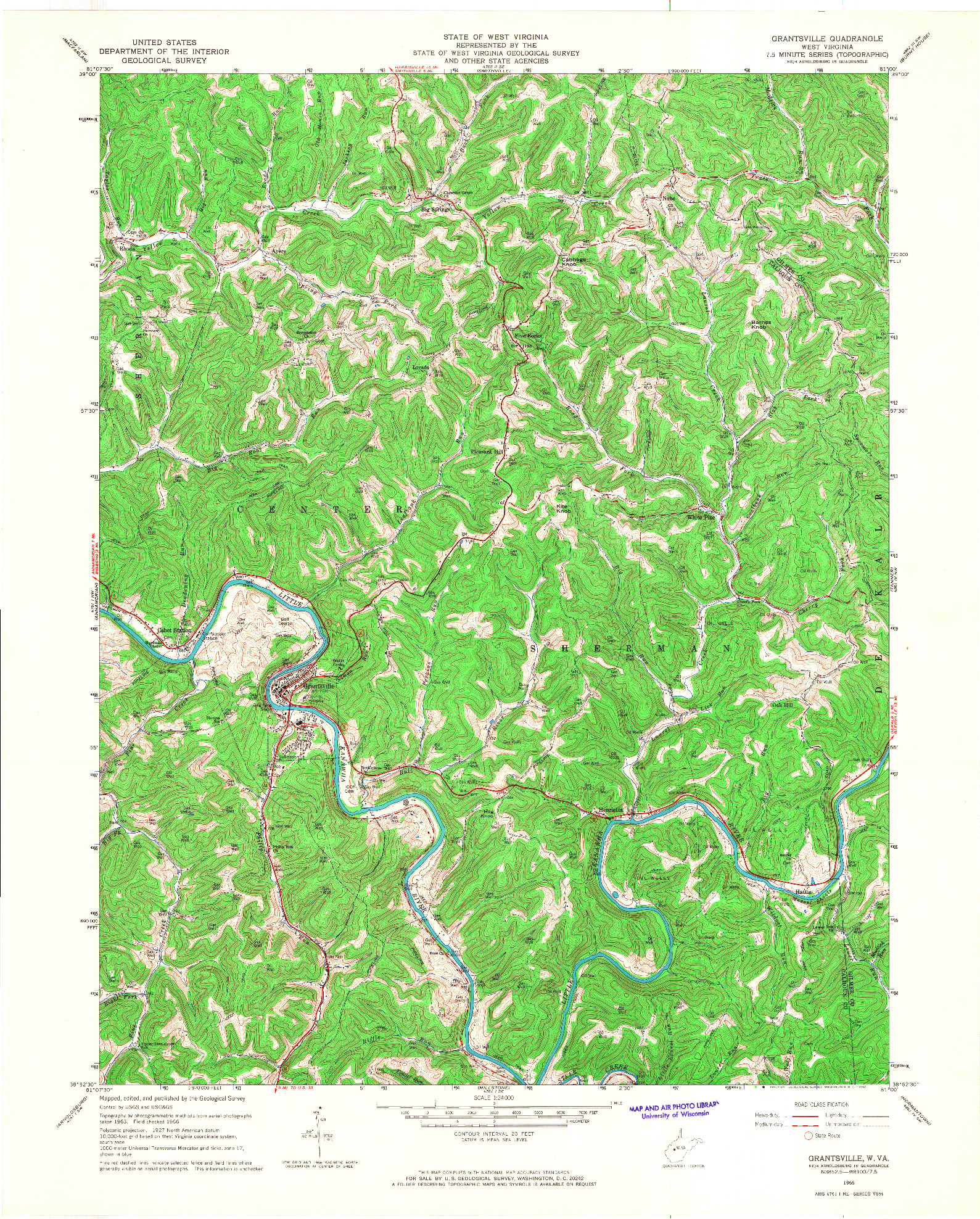 USGS 1:24000-SCALE QUADRANGLE FOR GRANTSVILLE, WV 1966