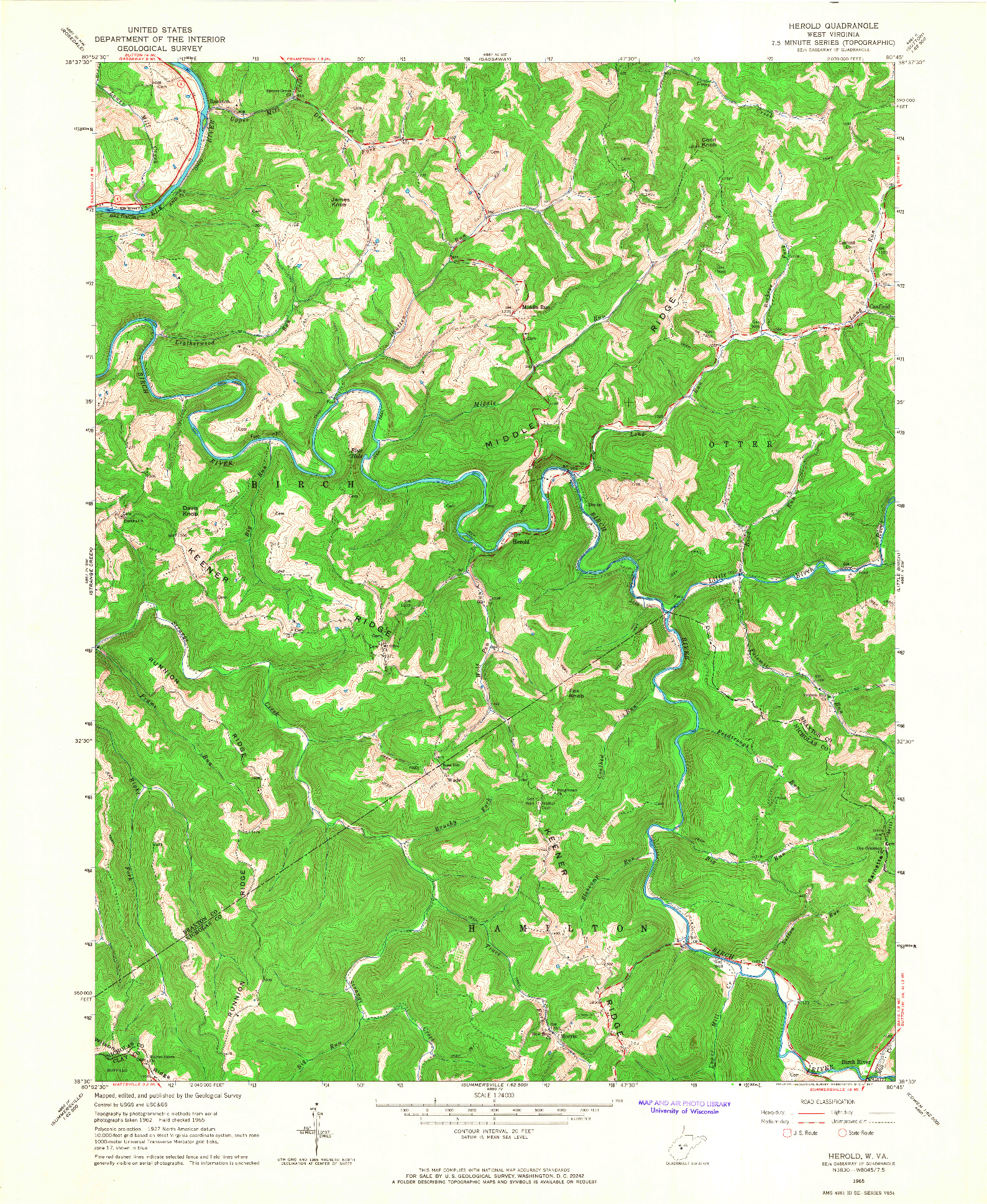 USGS 1:24000-SCALE QUADRANGLE FOR HEROLD, WV 1965