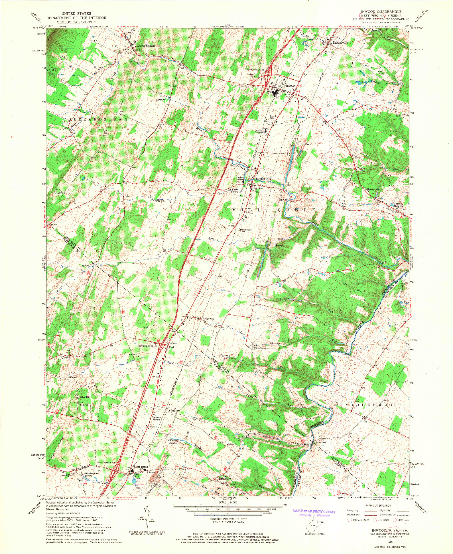 USGS 1:24000-SCALE QUADRANGLE FOR INWOOD, WV 1966