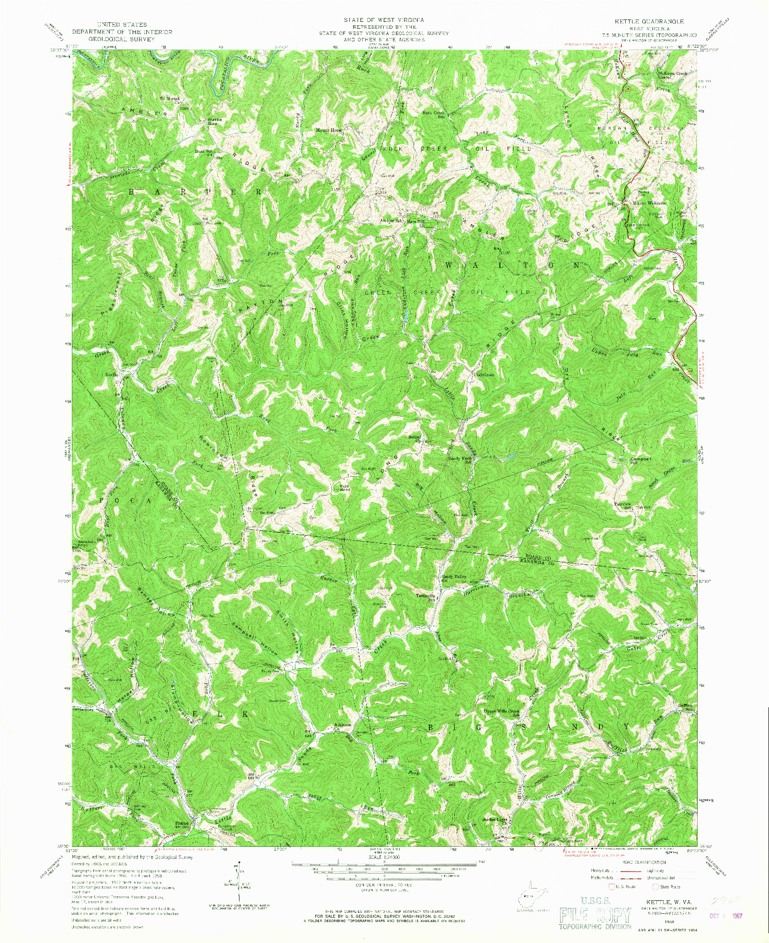 USGS 1:24000-SCALE QUADRANGLE FOR KETTLE, WV 1958