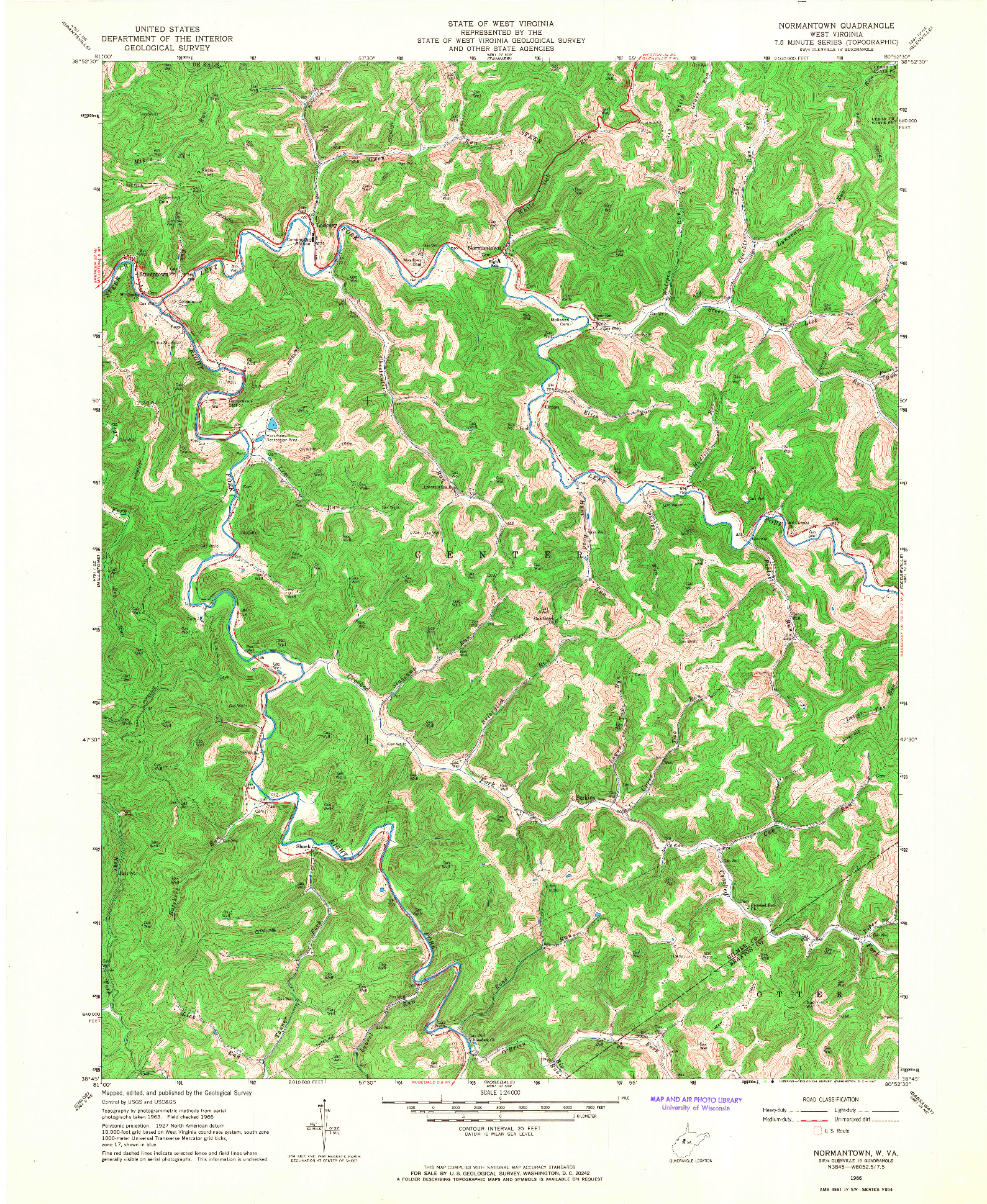 USGS 1:24000-SCALE QUADRANGLE FOR NORMANTOWN, WV 1966