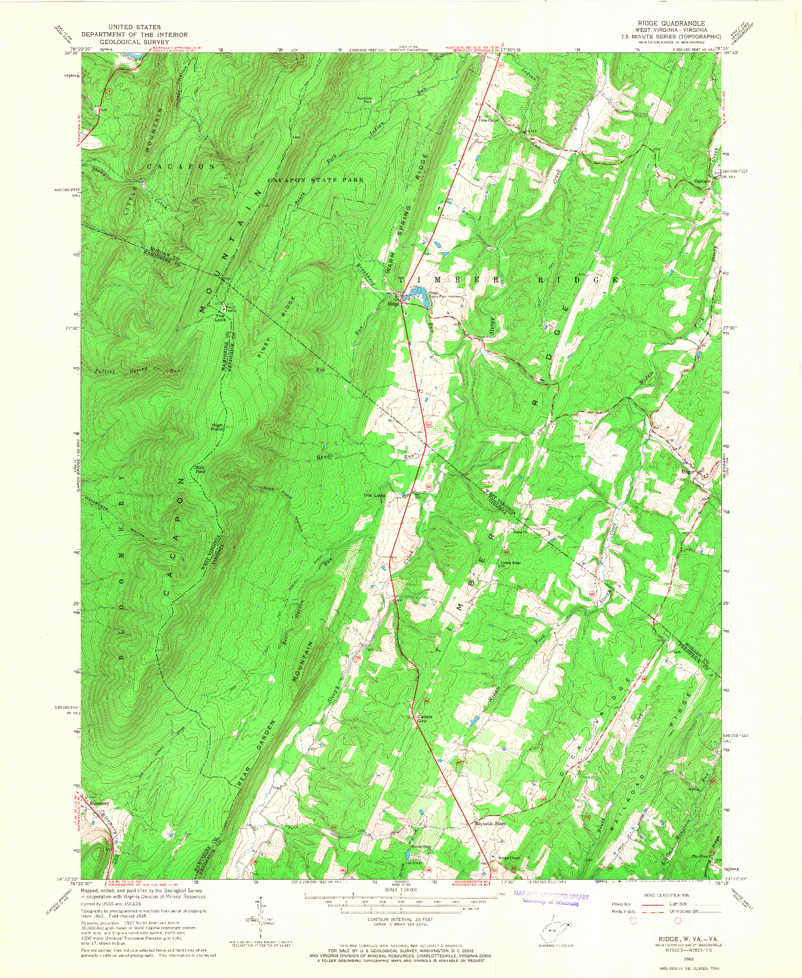 USGS 1:24000-SCALE QUADRANGLE FOR RIDGE, WV 1965