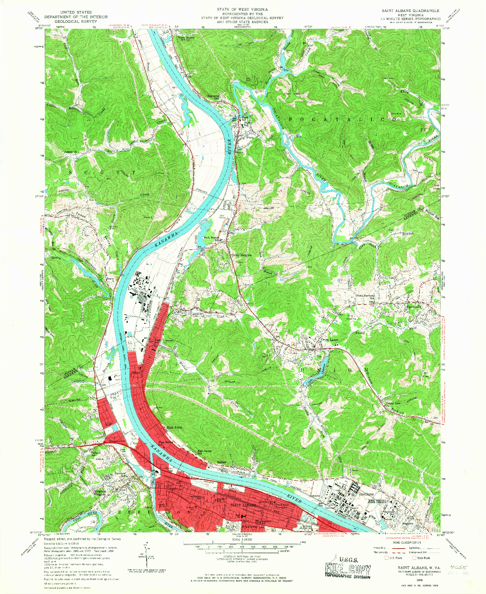 USGS 1:24000-SCALE QUADRANGLE FOR SAINT ALBANS, WV 1958