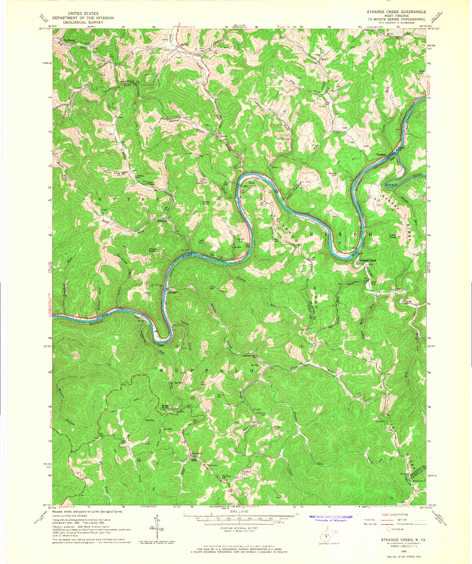 USGS 1:24000-SCALE QUADRANGLE FOR STRANGE CREEK, WV 1965