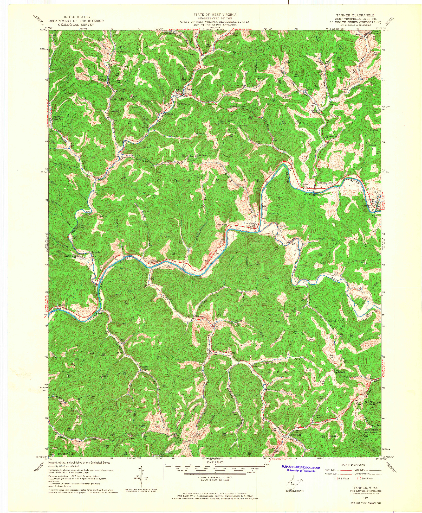 USGS 1:24000-SCALE QUADRANGLE FOR TANNER, WV 1965
