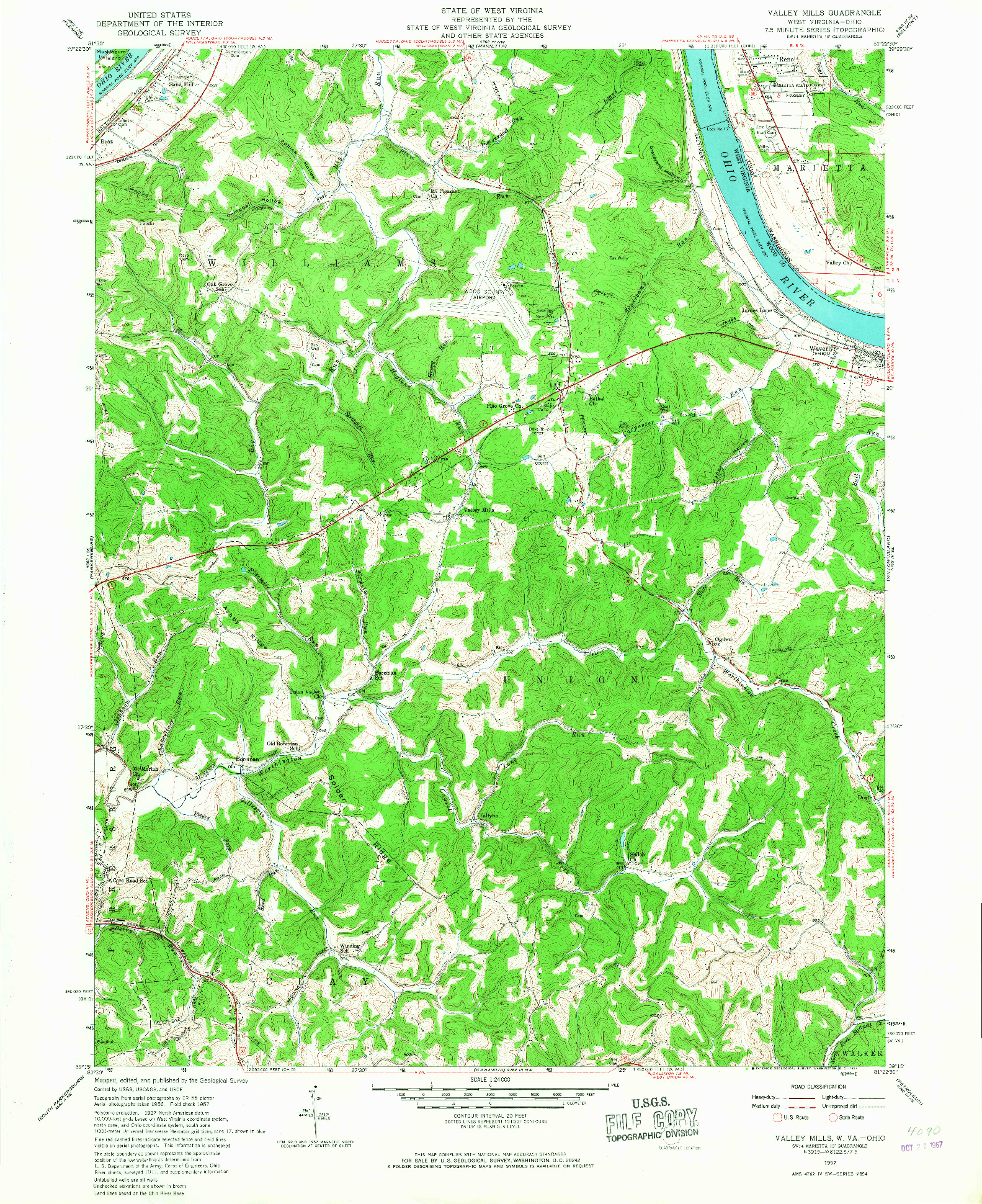 USGS 1:24000-SCALE QUADRANGLE FOR VALLEY MILLS, WV 1957