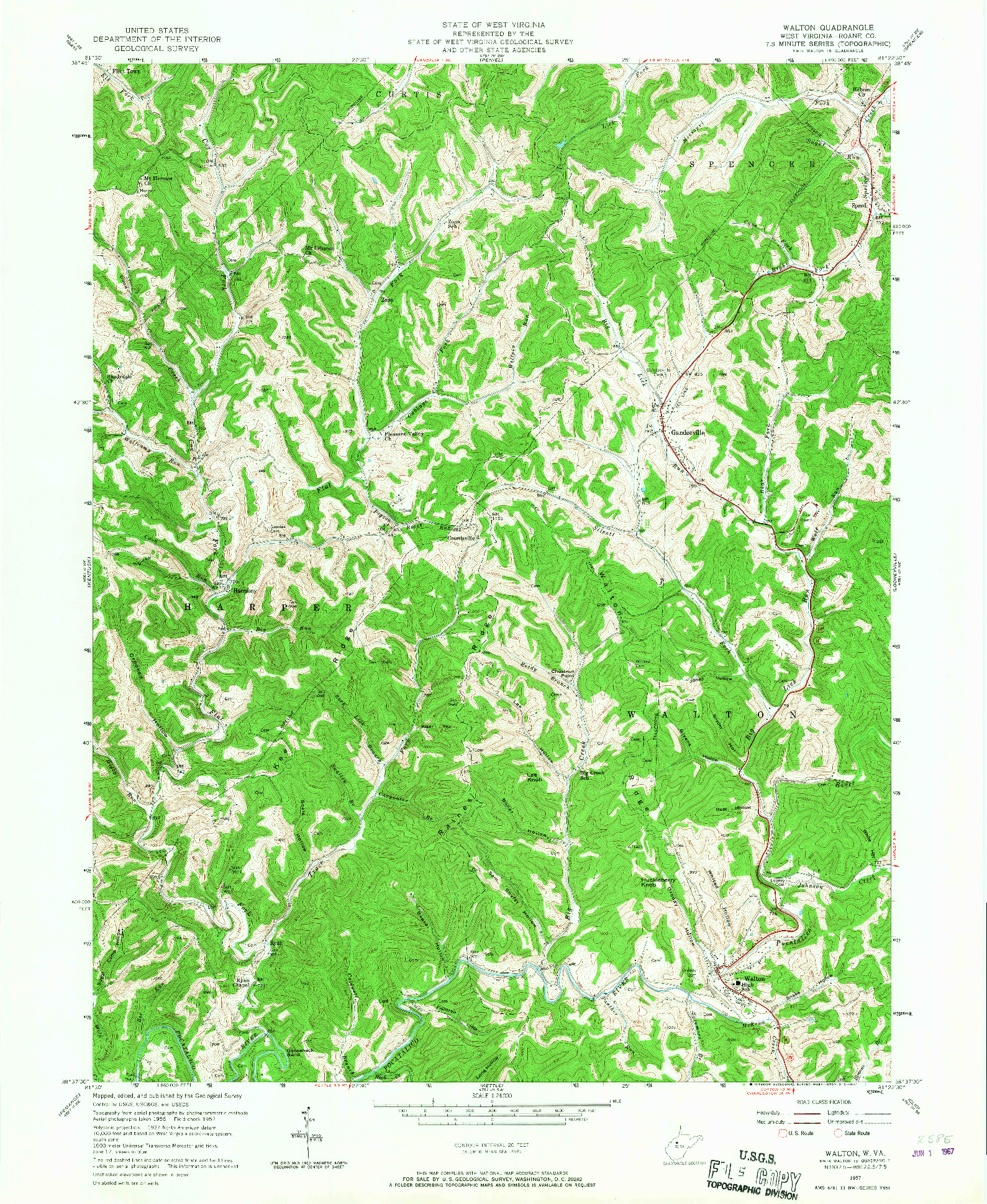 USGS 1:24000-SCALE QUADRANGLE FOR WALTON, WV 1957