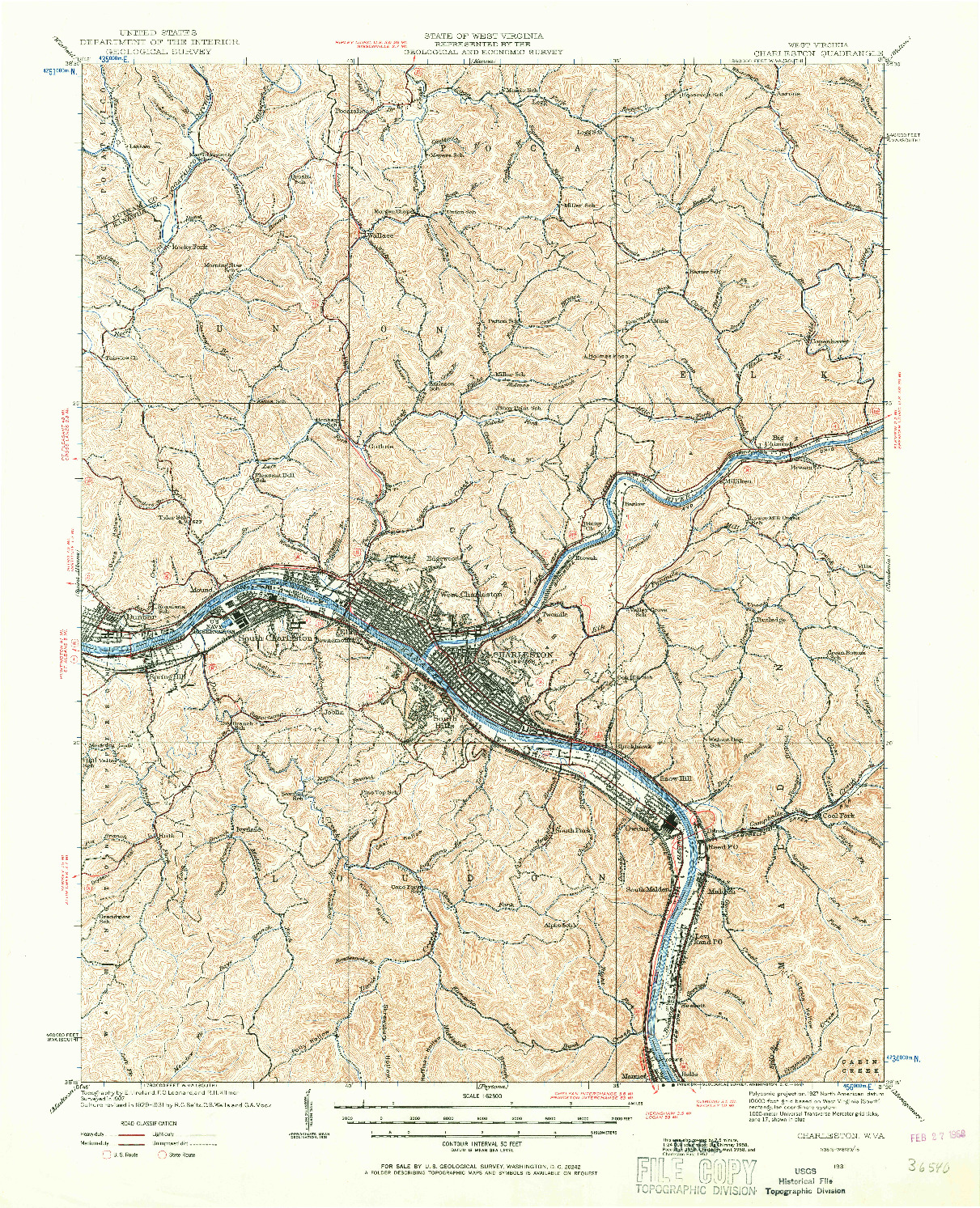 USGS 1:62500-SCALE QUADRANGLE FOR CHARLESTON, WV 1931