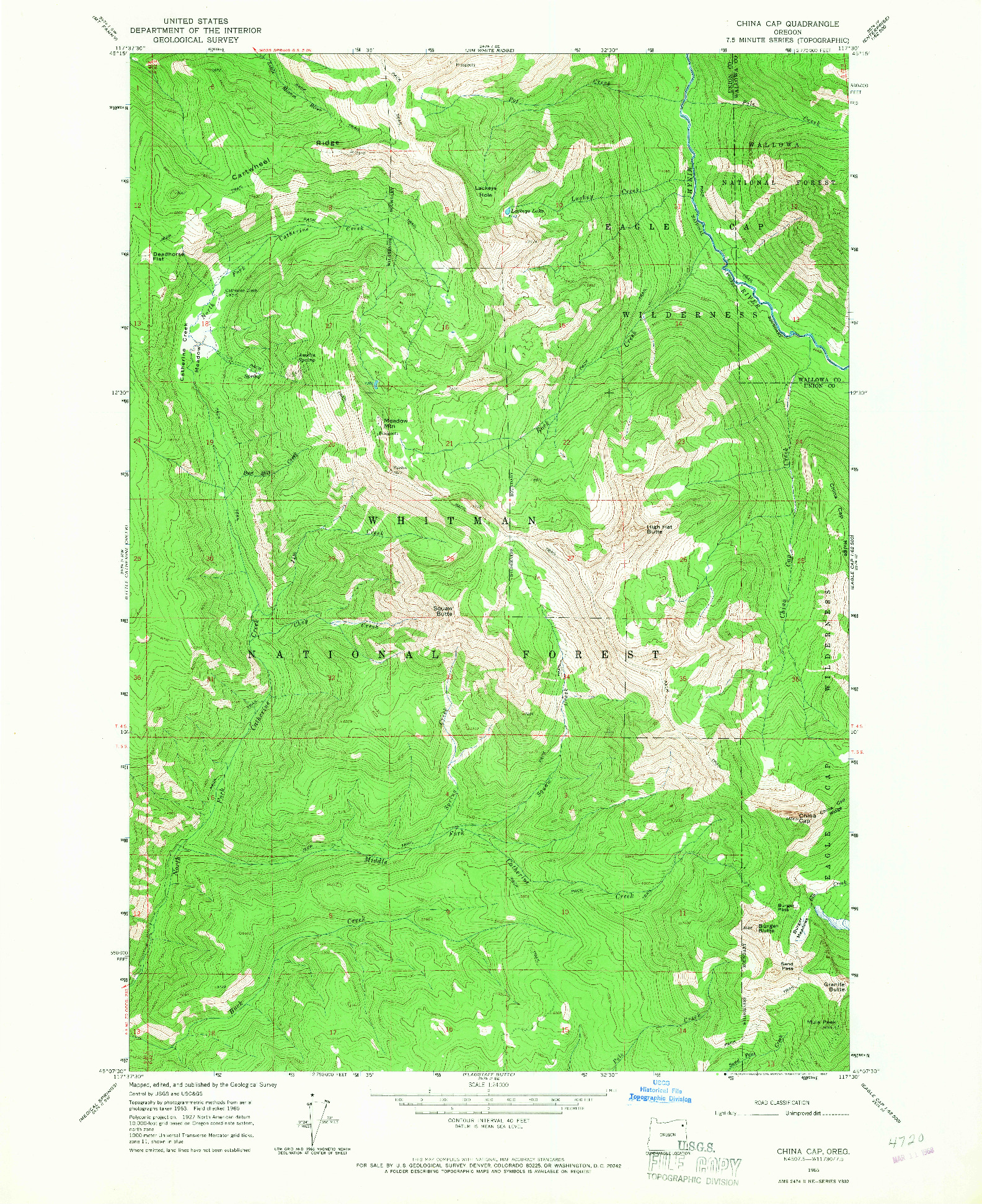 USGS 1:24000-SCALE QUADRANGLE FOR CHINA CAP, OR 1965