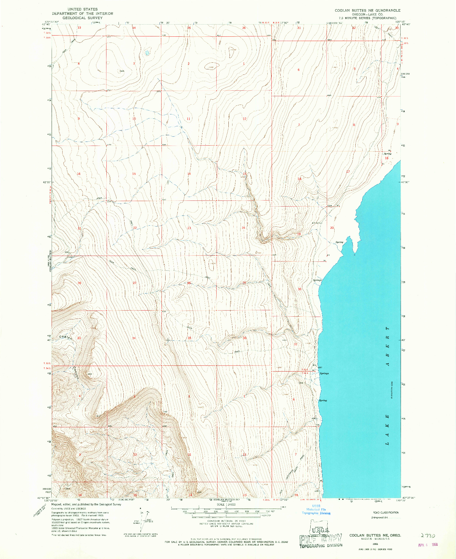 USGS 1:24000-SCALE QUADRANGLE FOR COGLAN BUTTES NE, OR 1966