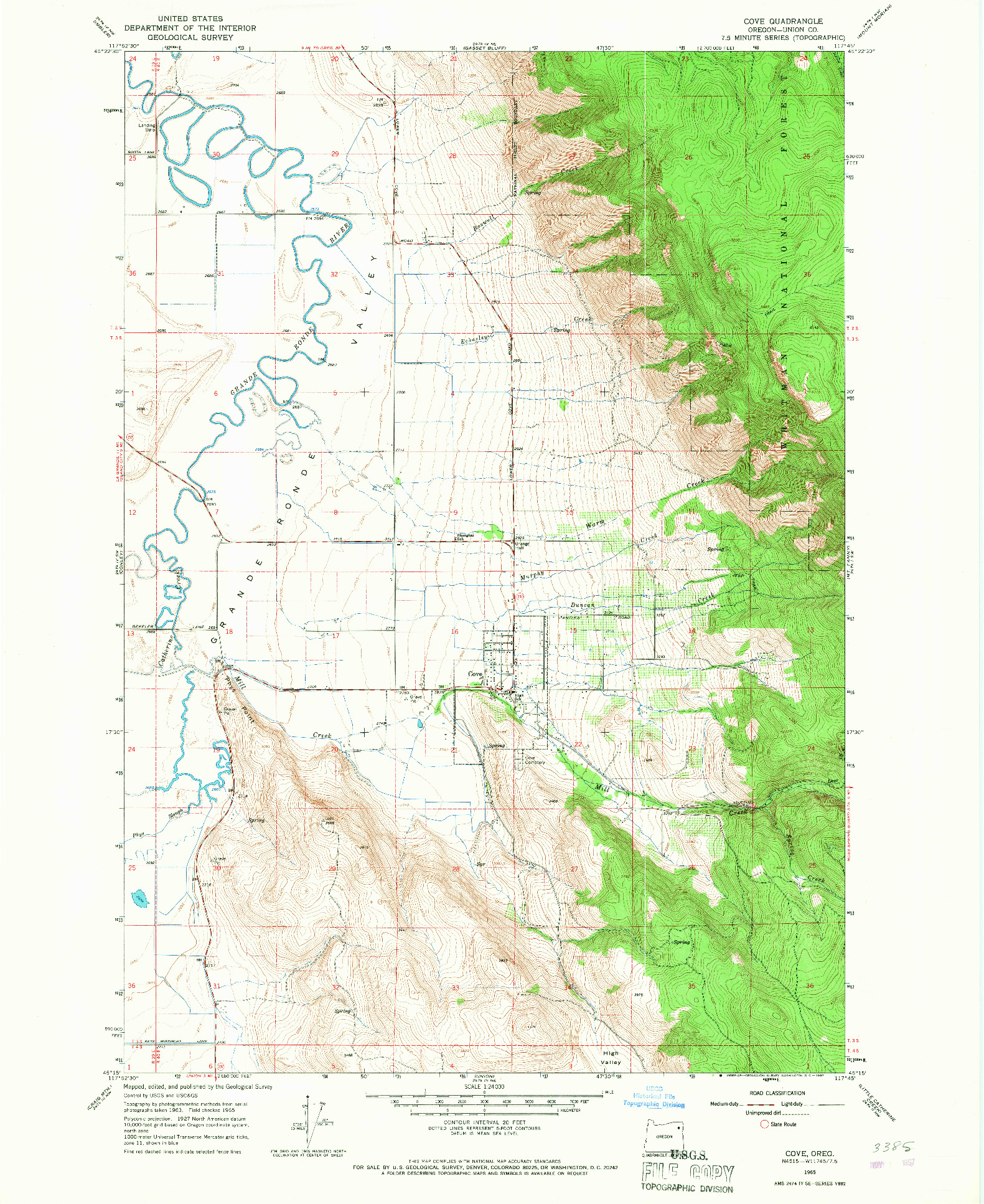 USGS 1:24000-SCALE QUADRANGLE FOR COVE, OR 1965