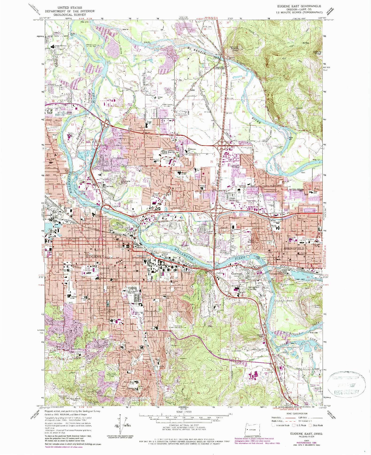 USGS 1:24000-SCALE QUADRANGLE FOR EUGENE EAST, OR 1967