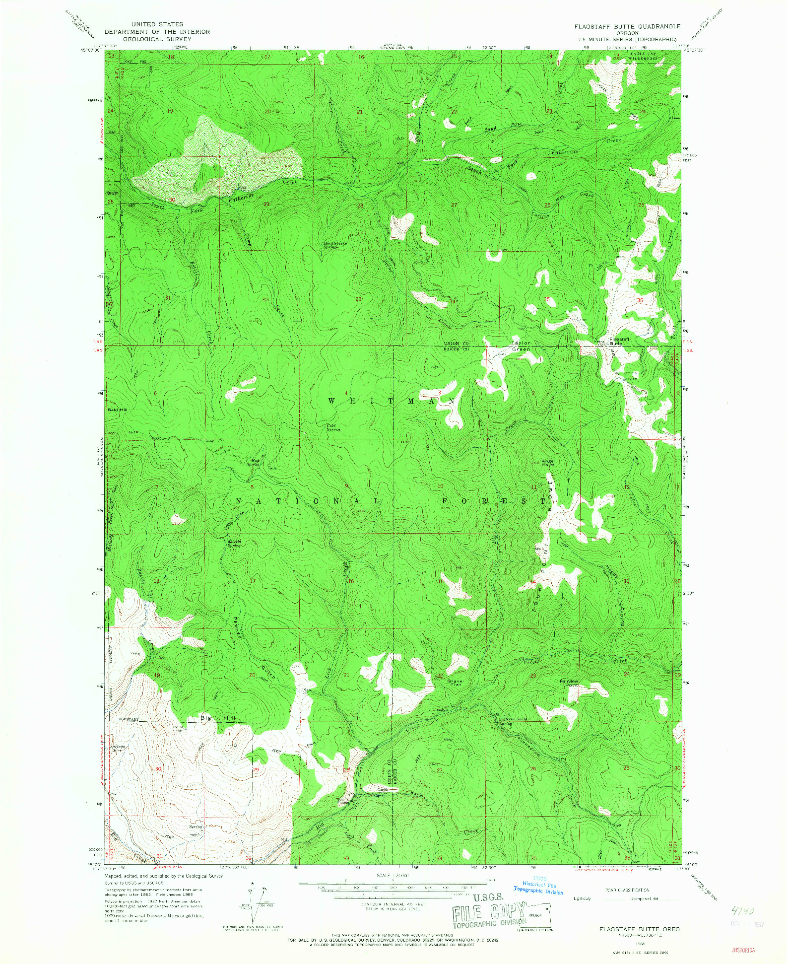 USGS 1:24000-SCALE QUADRANGLE FOR FLAGSTAFF BUTTE, OR 1965