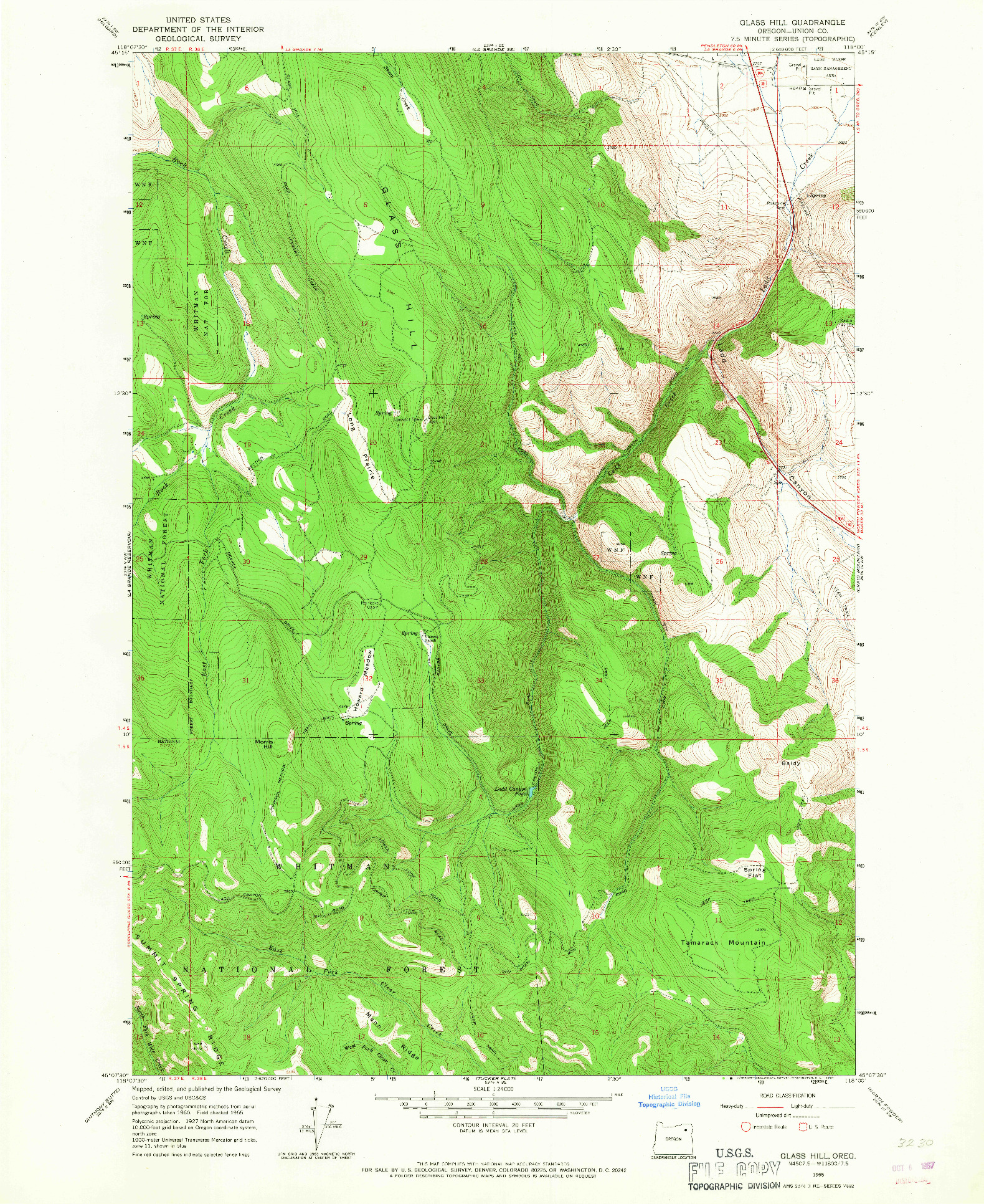 USGS 1:24000-SCALE QUADRANGLE FOR GLASS HILL, OR 1965