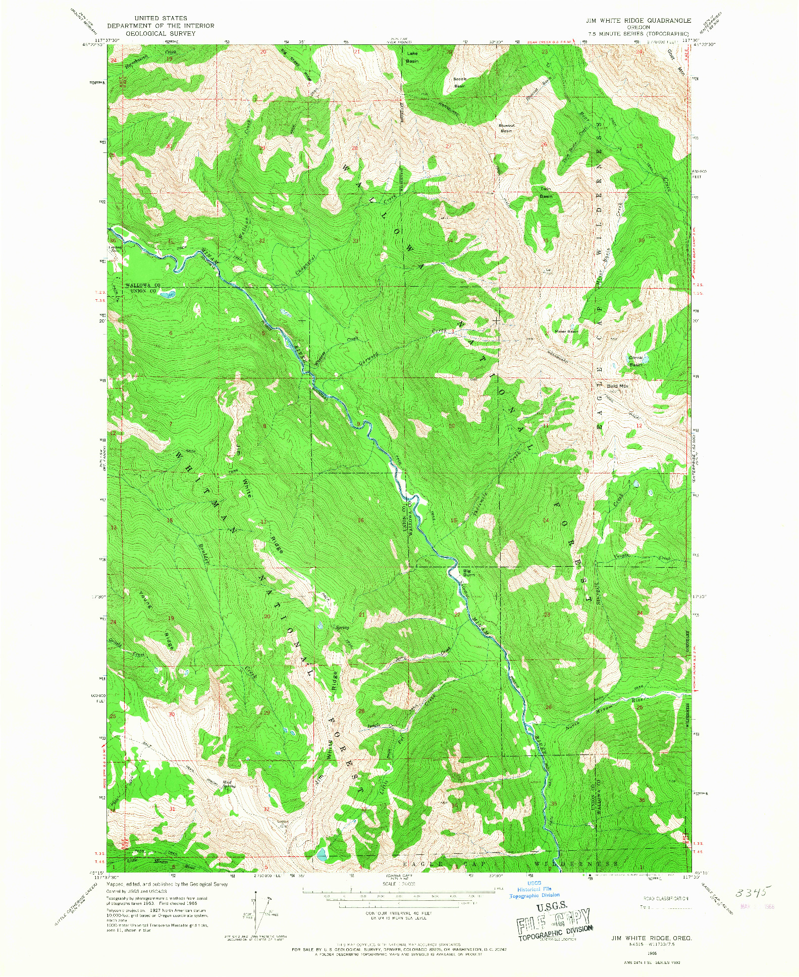 USGS 1:24000-SCALE QUADRANGLE FOR JIM WHITE RIDGE, OR 1966