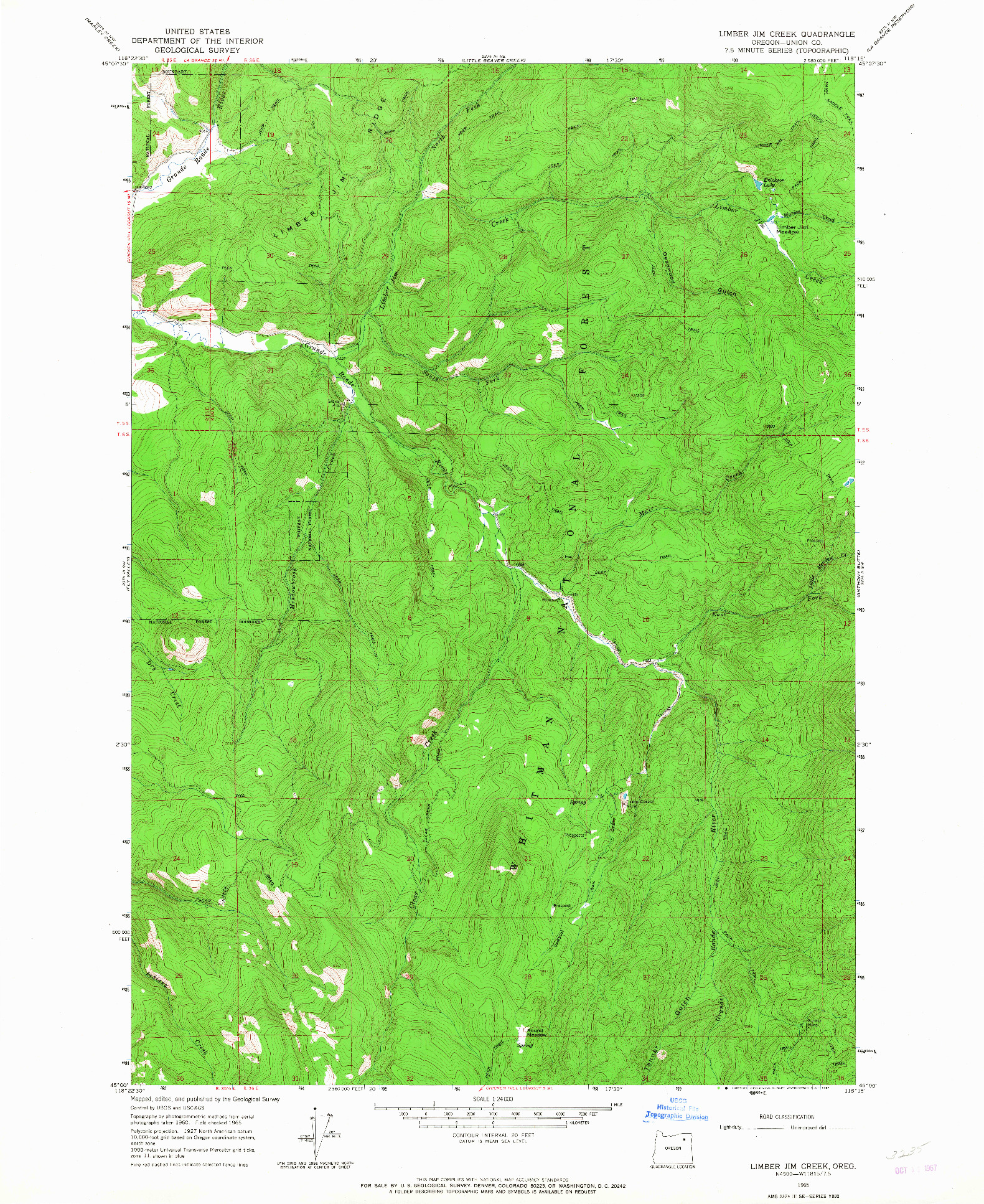 USGS 1:24000-SCALE QUADRANGLE FOR LIMBER JIM CREEK, OR 1965