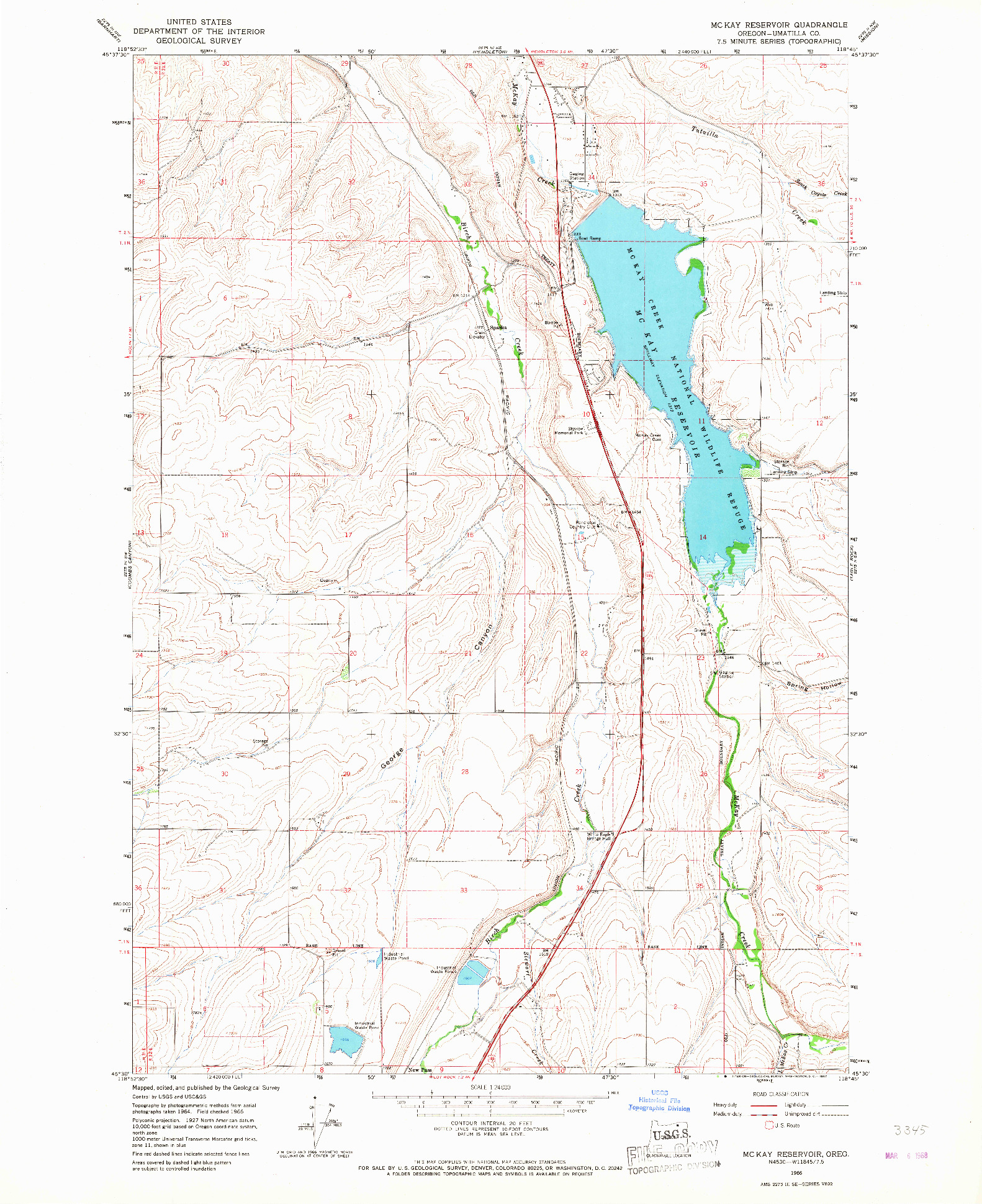 USGS 1:24000-SCALE QUADRANGLE FOR MC KAY RESERVOIR, OR 1966
