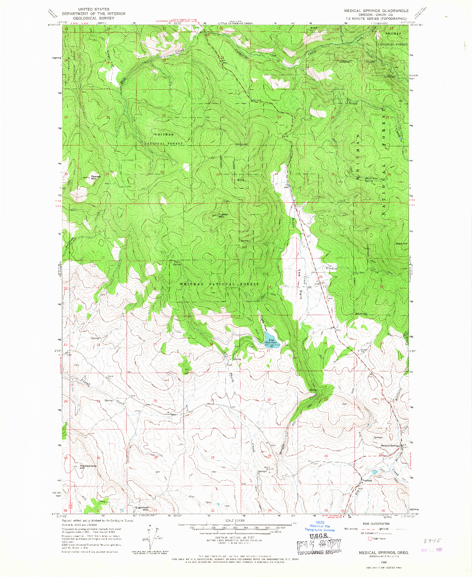 USGS 1:24000-SCALE QUADRANGLE FOR MEDICAL SPRINGS, OR 1965