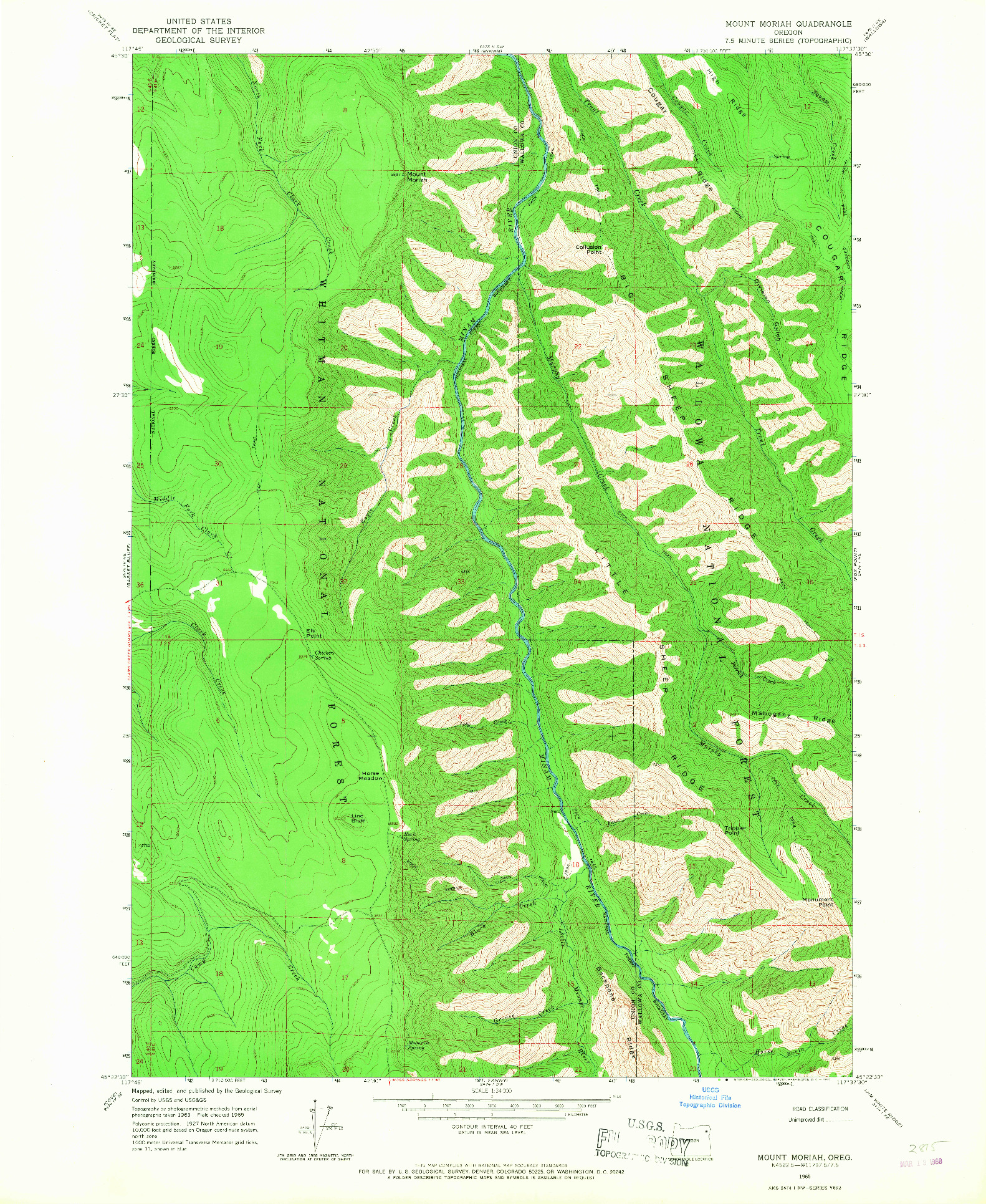 USGS 1:24000-SCALE QUADRANGLE FOR MOUNT MORIAH, OR 1965