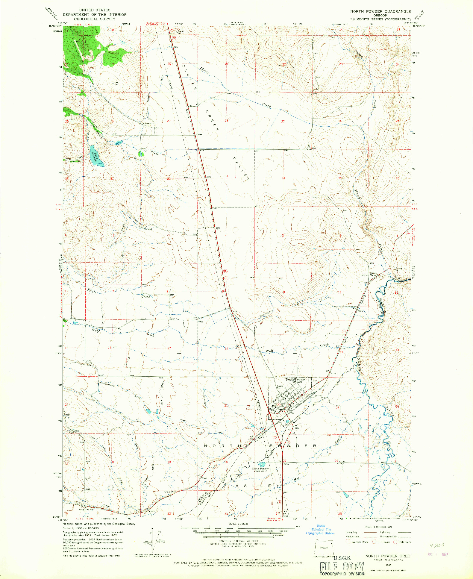 USGS 1:24000-SCALE QUADRANGLE FOR NORTH POWDER, OR 1965