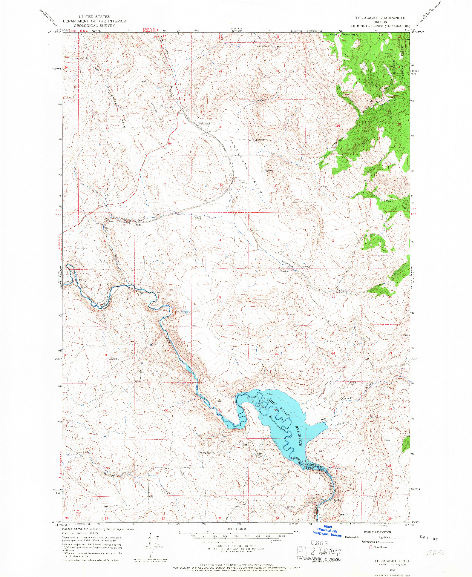 USGS 1:24000-SCALE QUADRANGLE FOR TELOCASET, OR 1965