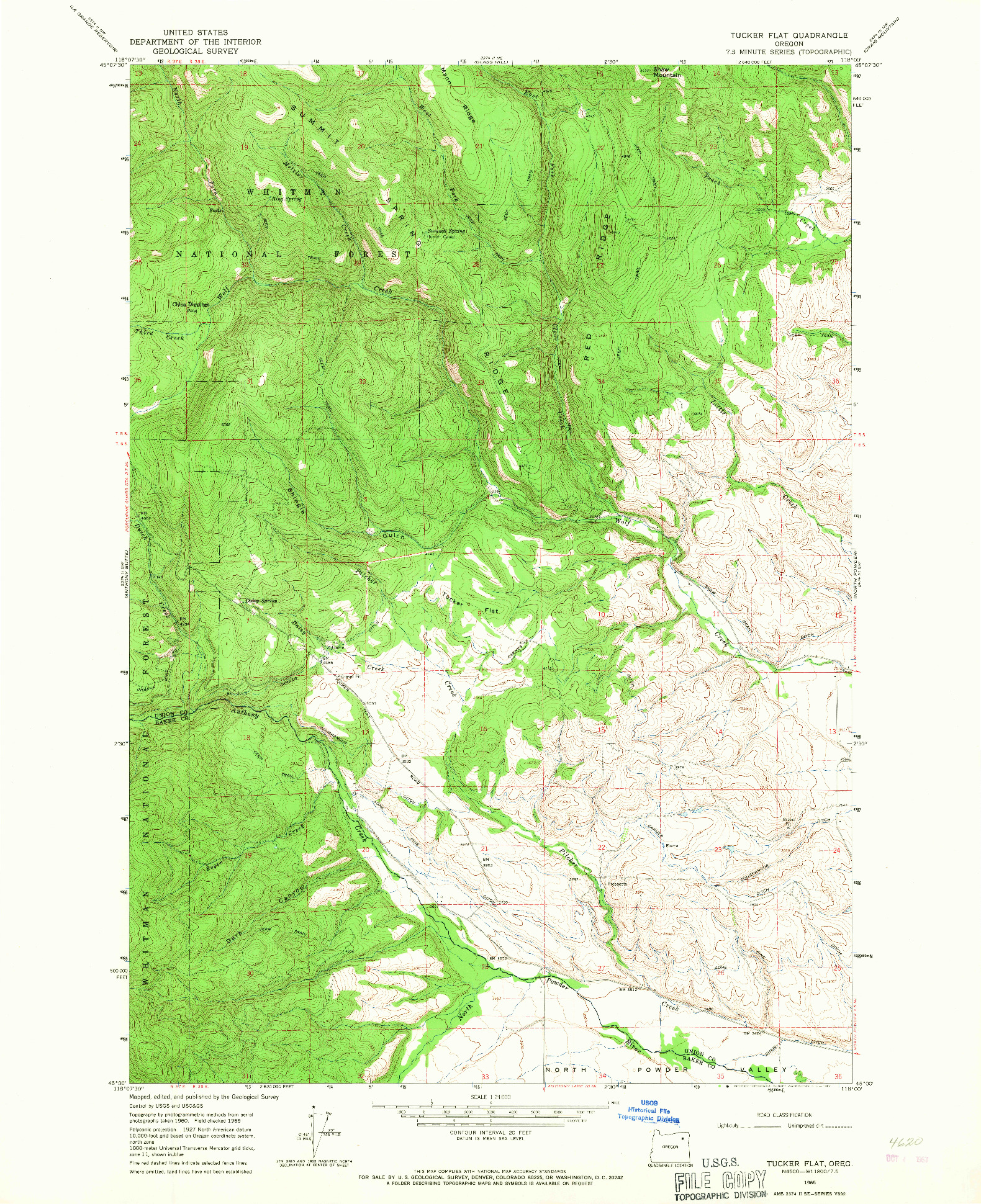 USGS 1:24000-SCALE QUADRANGLE FOR TUCKER FLAT, OR 1965