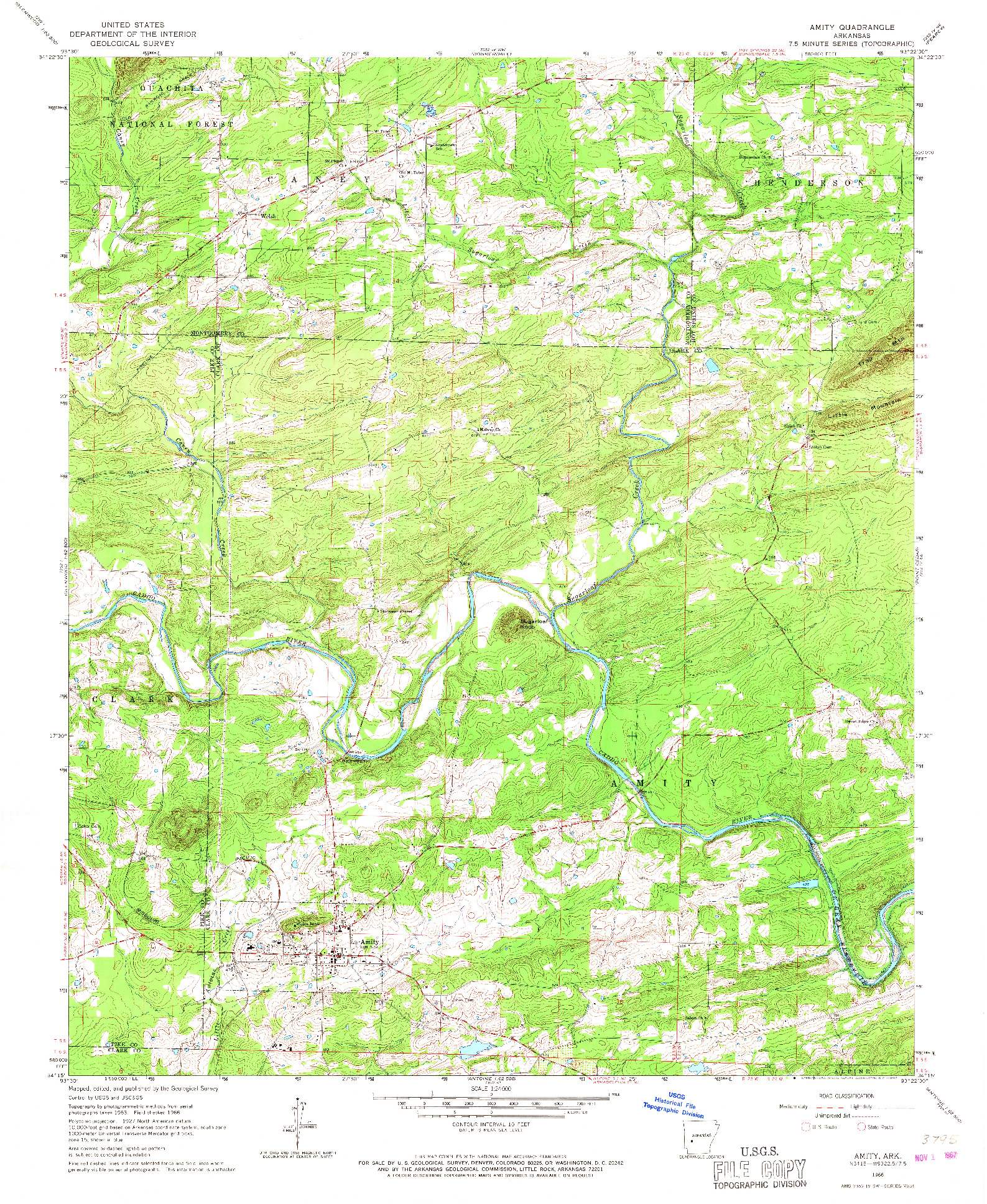 USGS 1:24000-SCALE QUADRANGLE FOR AMITY, AR 1966