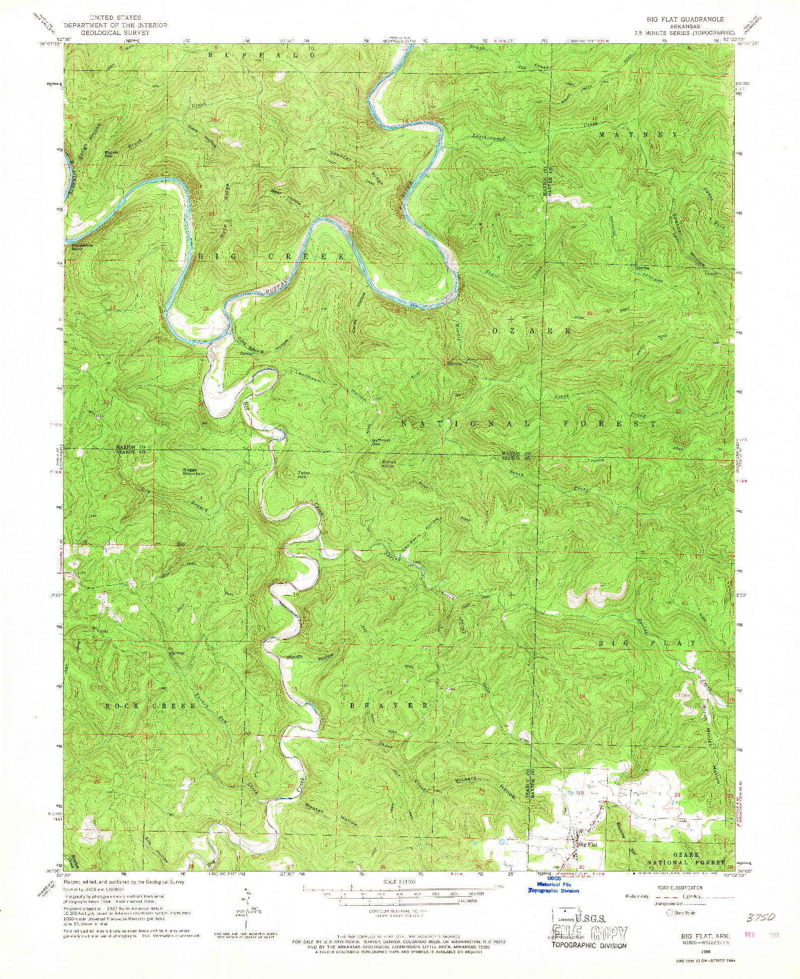 USGS 1:24000-SCALE QUADRANGLE FOR BIG FLAT, AR 1966