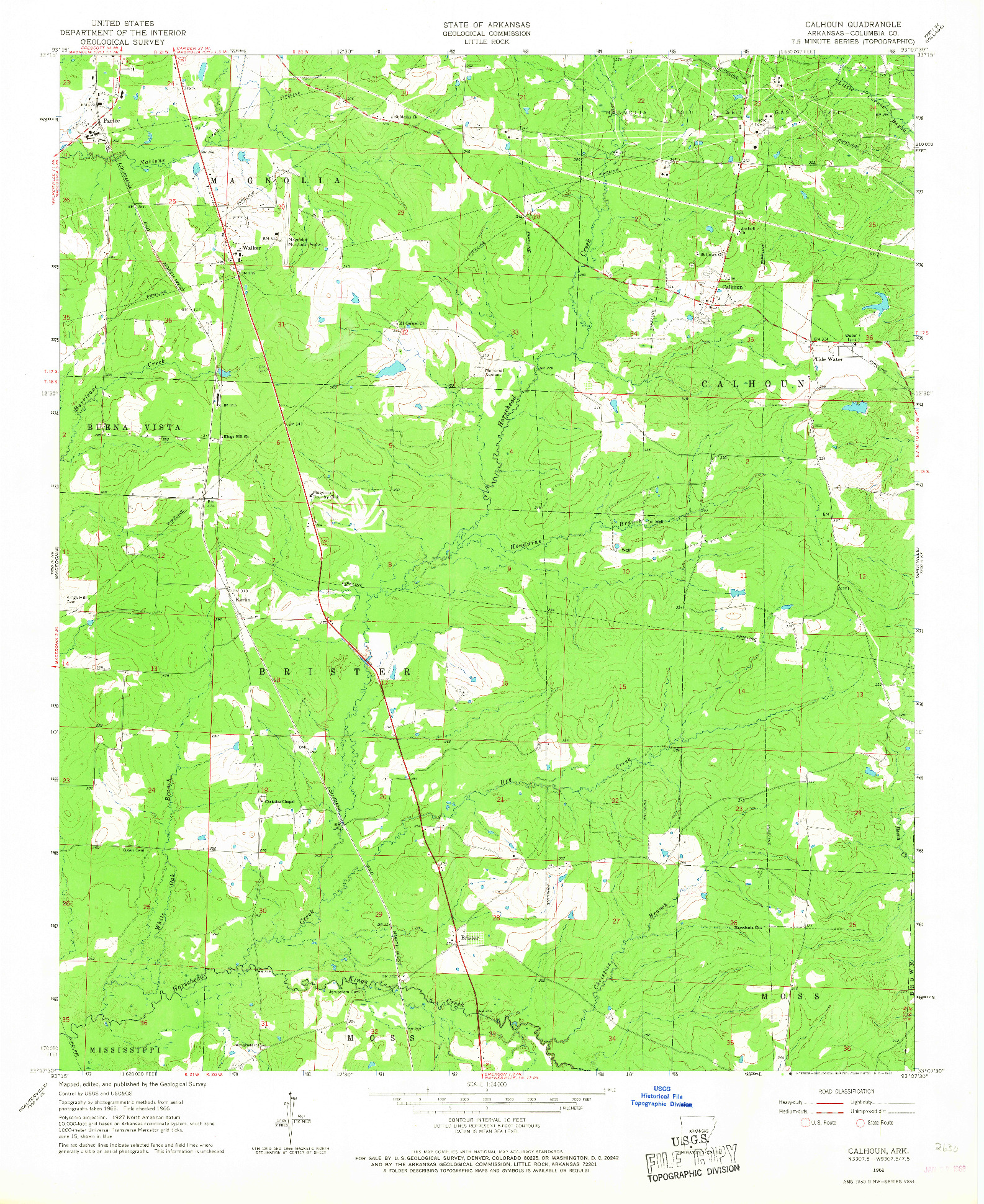 USGS 1:24000-SCALE QUADRANGLE FOR CALHOUN, AR 1966