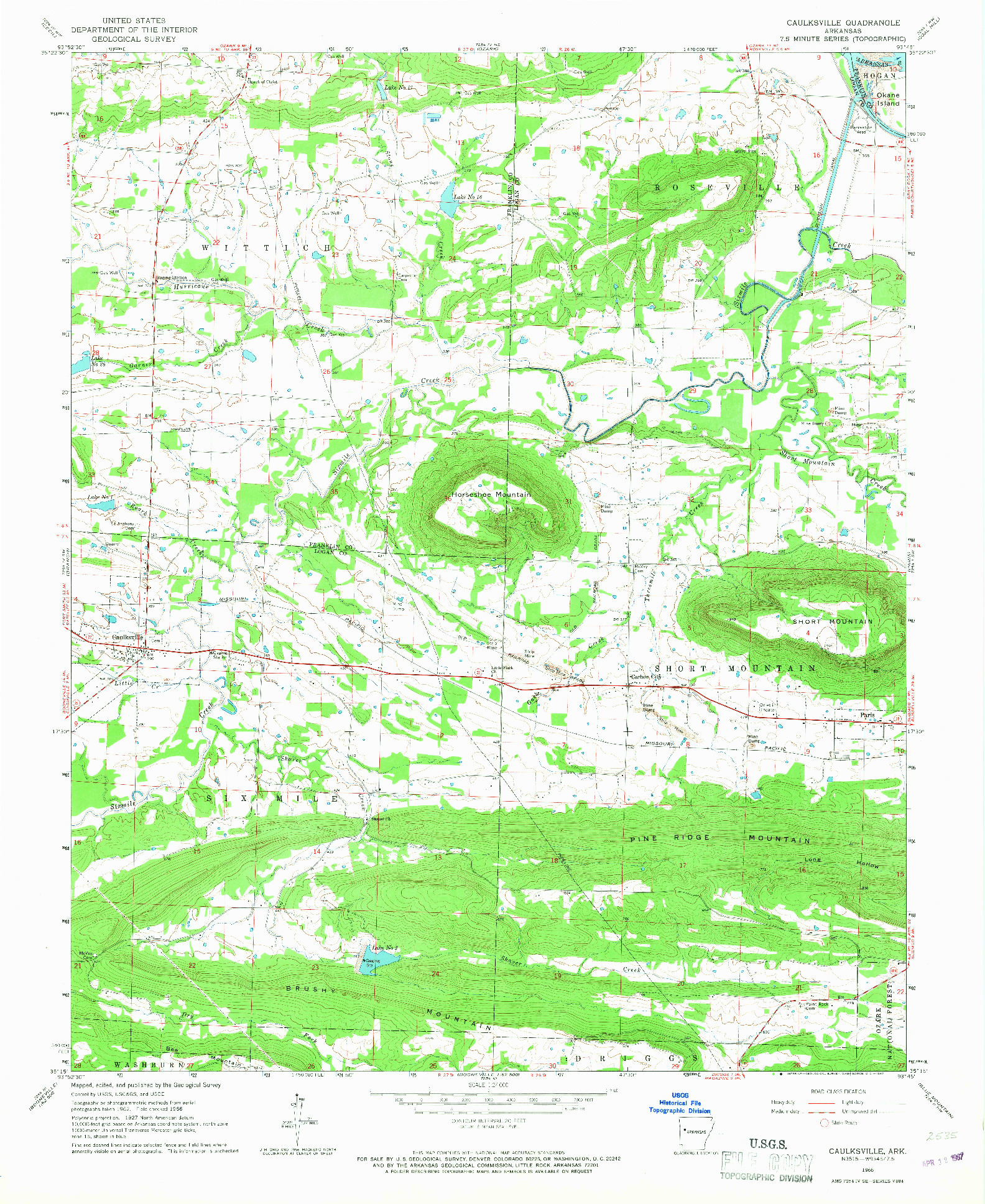 USGS 1:24000-SCALE QUADRANGLE FOR CAULKSVILLE, AR 1966